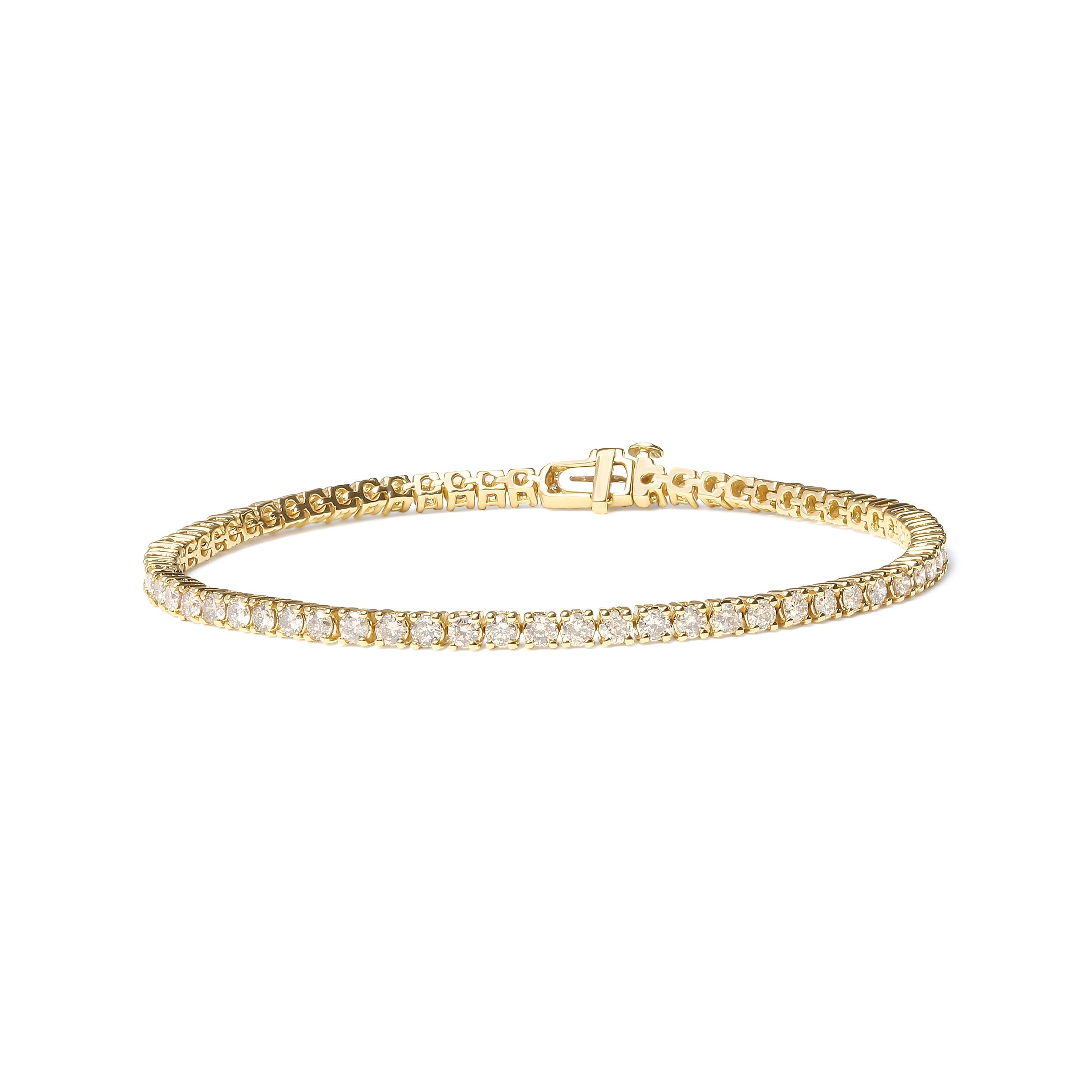 14K Yellow Gold 6.0 Cttw Classic 4 Prong Set Round Brilliant Cut Diamond Tennis Bracelet K-L Color, VS2-SI1 Clarity - 7.25" on sale at MyriadMart