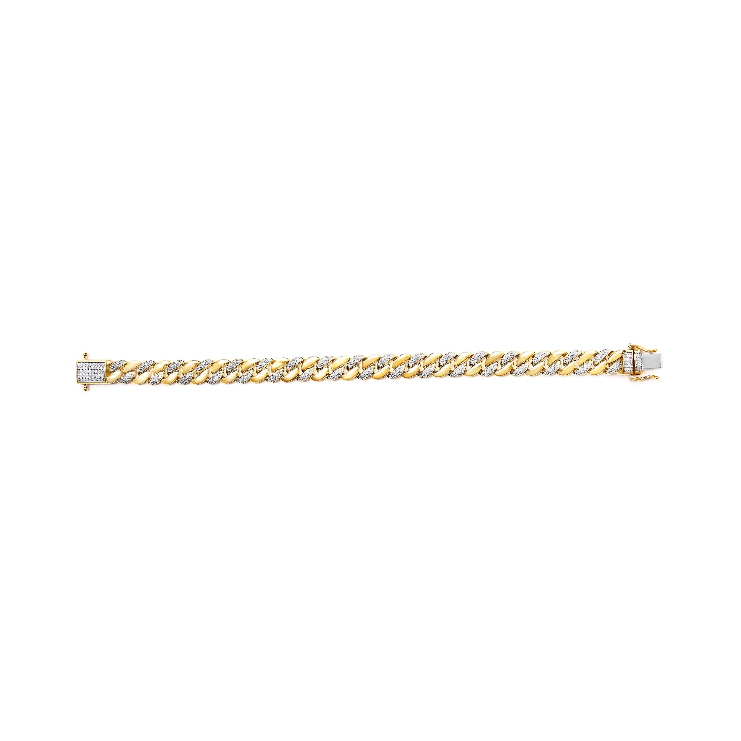 14K Yellow Gold Plated .925 Sterling Silver 3/8 Cttw Diamond Cuban Bracelet I-J Color, I3 Clarity - 7.25" on sale at MyriadMart