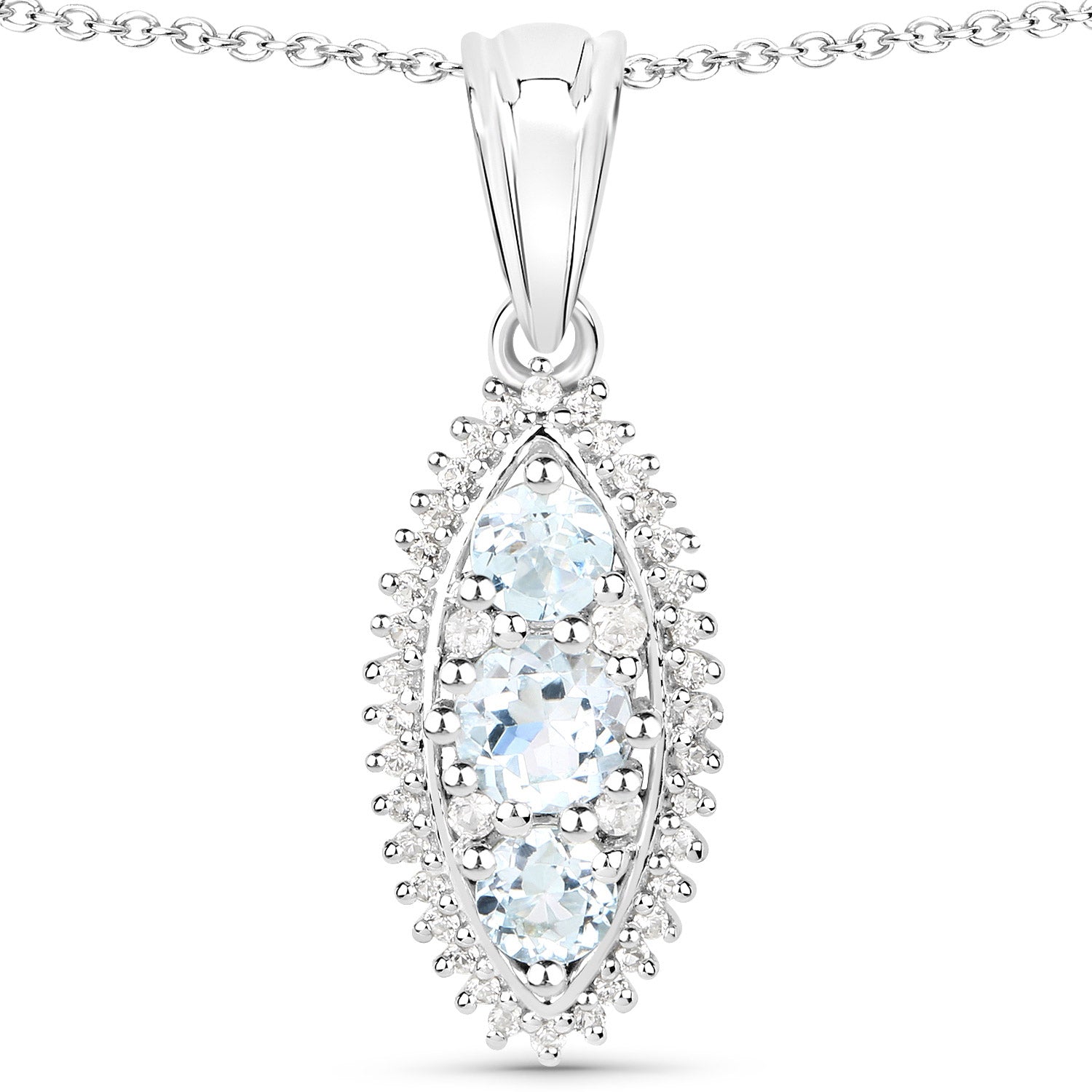 4.50 Carat Genuine Blue Topaz and White Topaz .925 Sterling Silver 3 Piece Jewelry Set Ring, Earrings, and Pendant w/ Chain on sale at MyriadMart