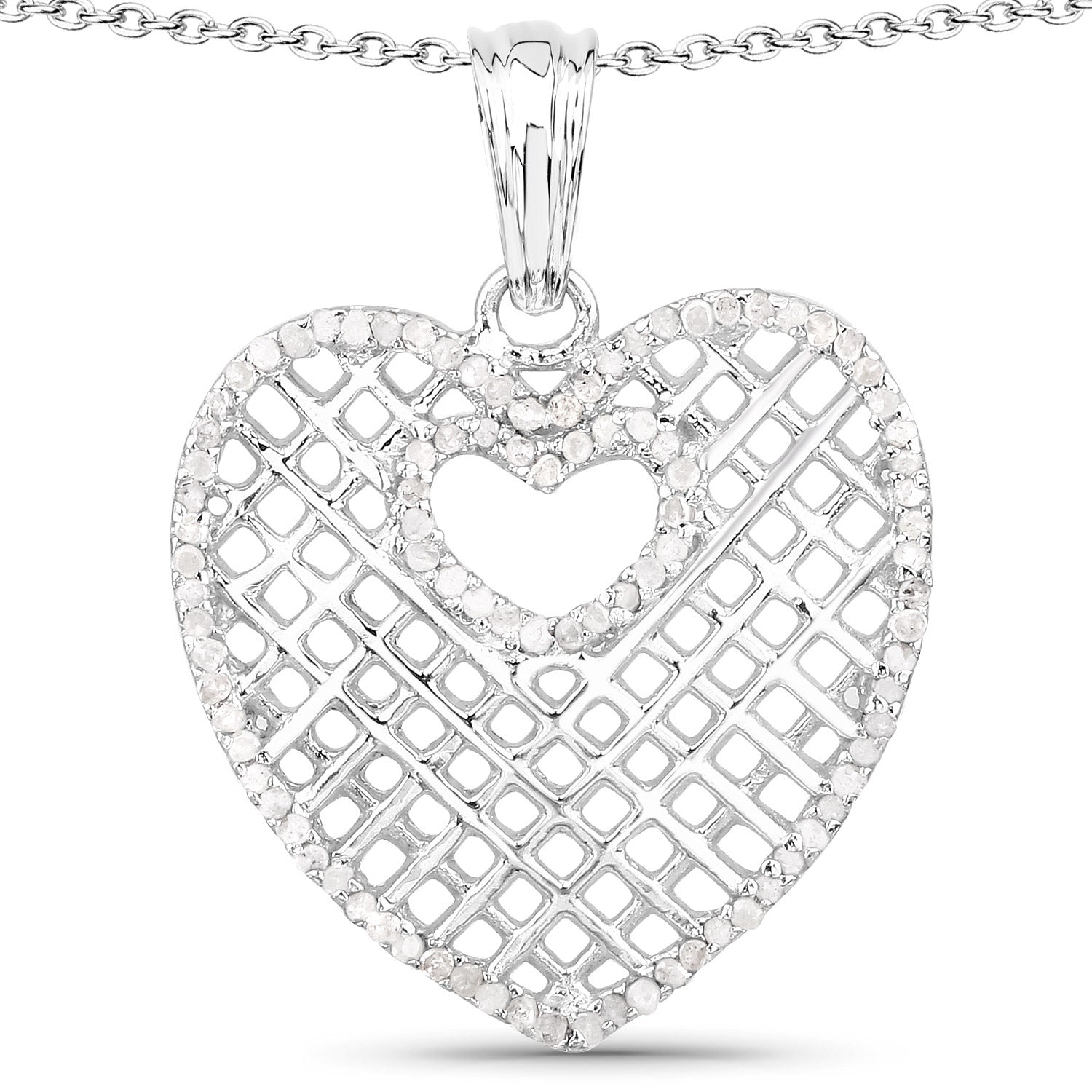 0.52 Carat Genuine White Diamond .925 Sterling Silver Pendant on sale at MyriadMart
