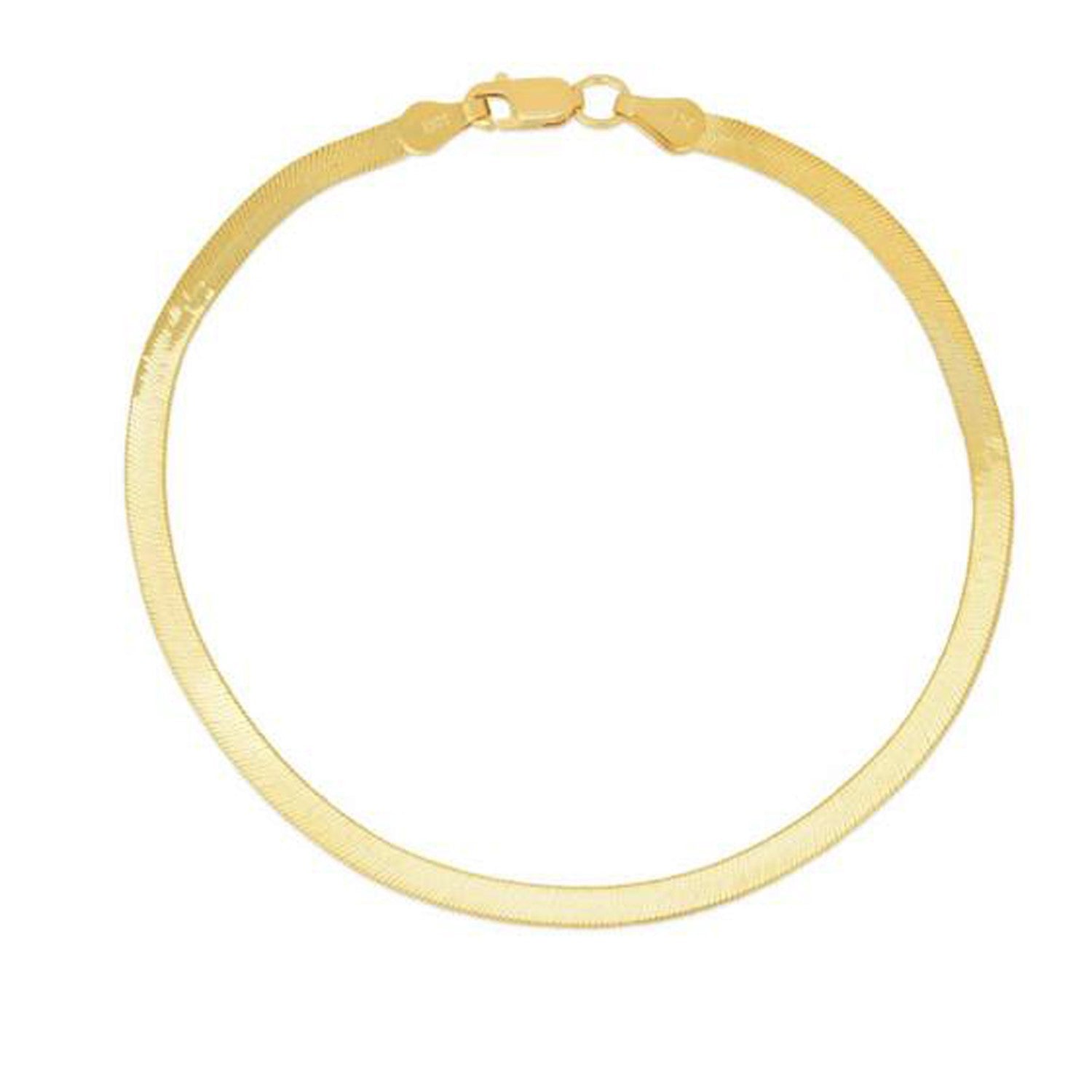 1.5mm 14k Yellow Gold Super Flex Herringbone Anklet on sale at MyriadMart