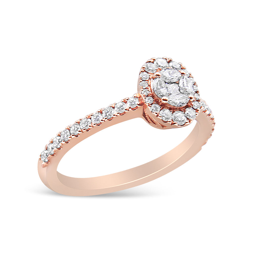 18K Rose Gold 1/2 Cttw Composite Marquise Composite Diamond Oval Shaped Halo Engagement Ring F-G Color, VS1-VS2 Clarity - Ring Size 7 on sale at MyriadMart