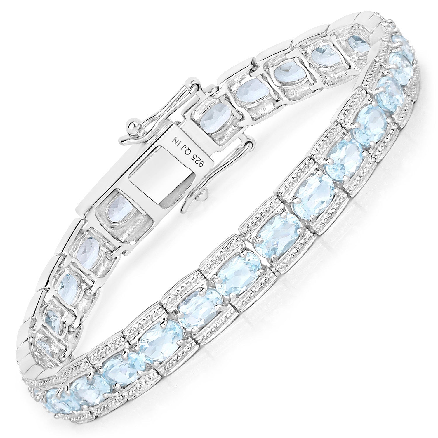 14.79 Carat Genuine Blue Topaz .925 Sterling Silver Bracelet on sale at MyriadMart