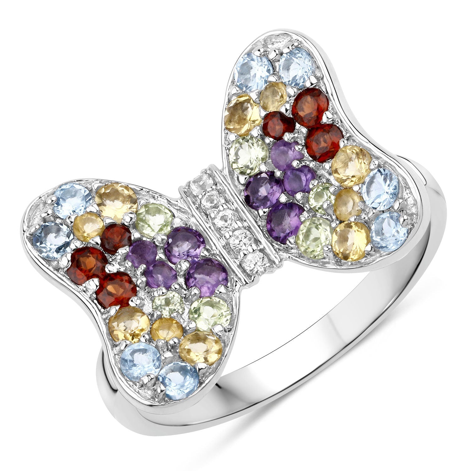 1.18 Carat Genuine Multi Stones .925 Sterling Silver Ring on sale at MyriadMart