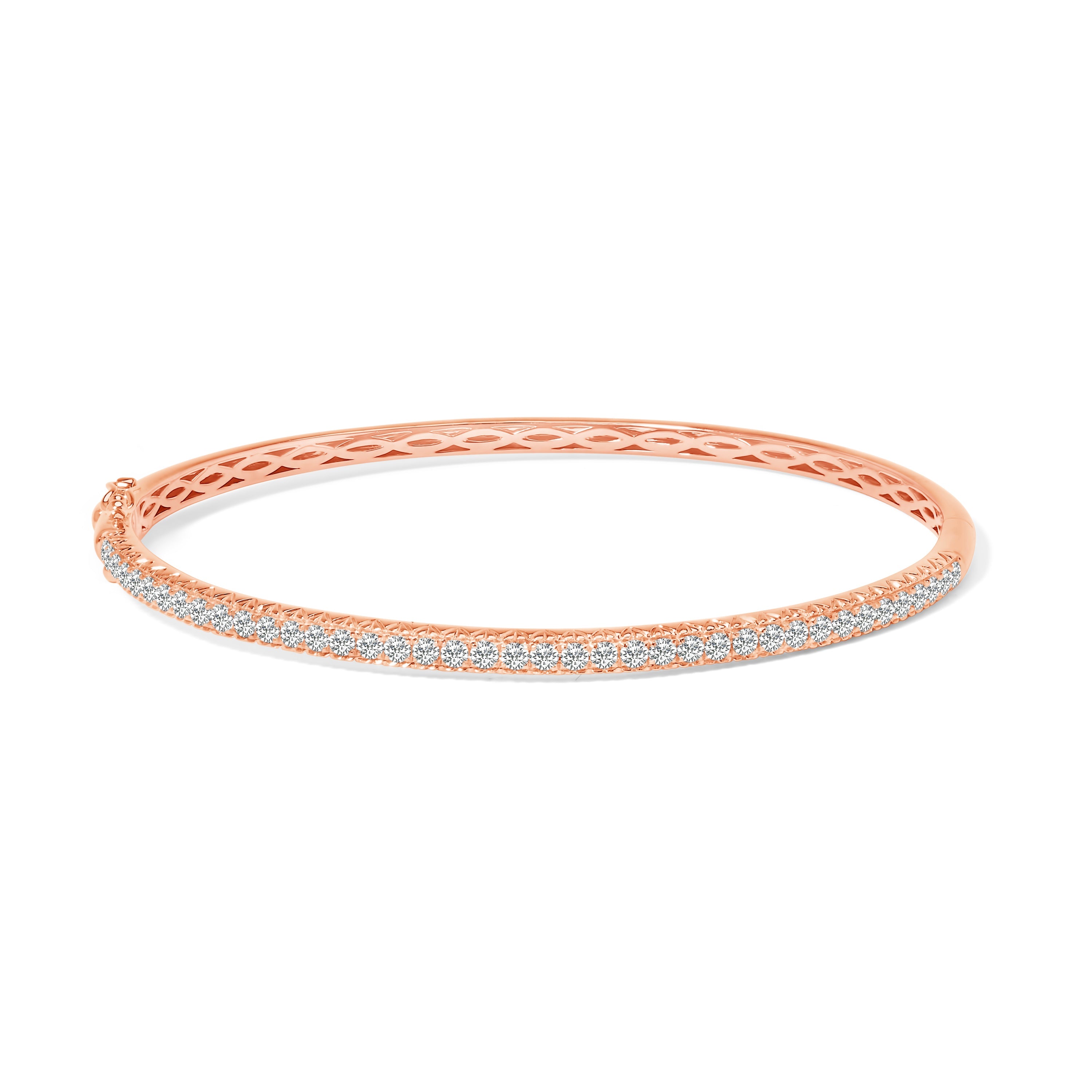 14K Rose Gold 1.00 Cttw Half Eternity Diamond Bangle Bracelet G-H Color, SI2-I1 Clarity - 7" Inches on sale at MyriadMart