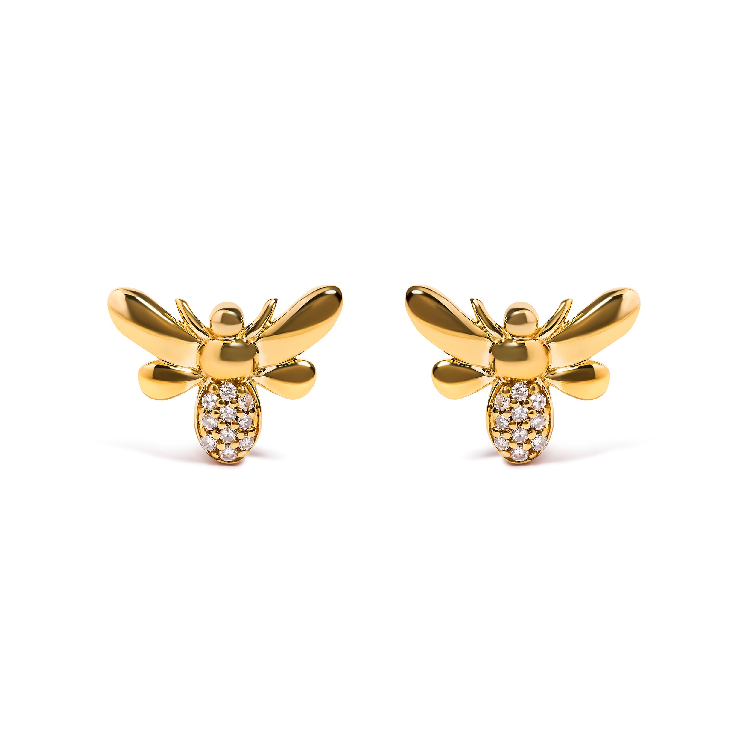 10K Yellow Gold Diamond Accented Bumble Bee Stud Earring H-I Color, I1-I2 Clarity on sale at MyriadMart