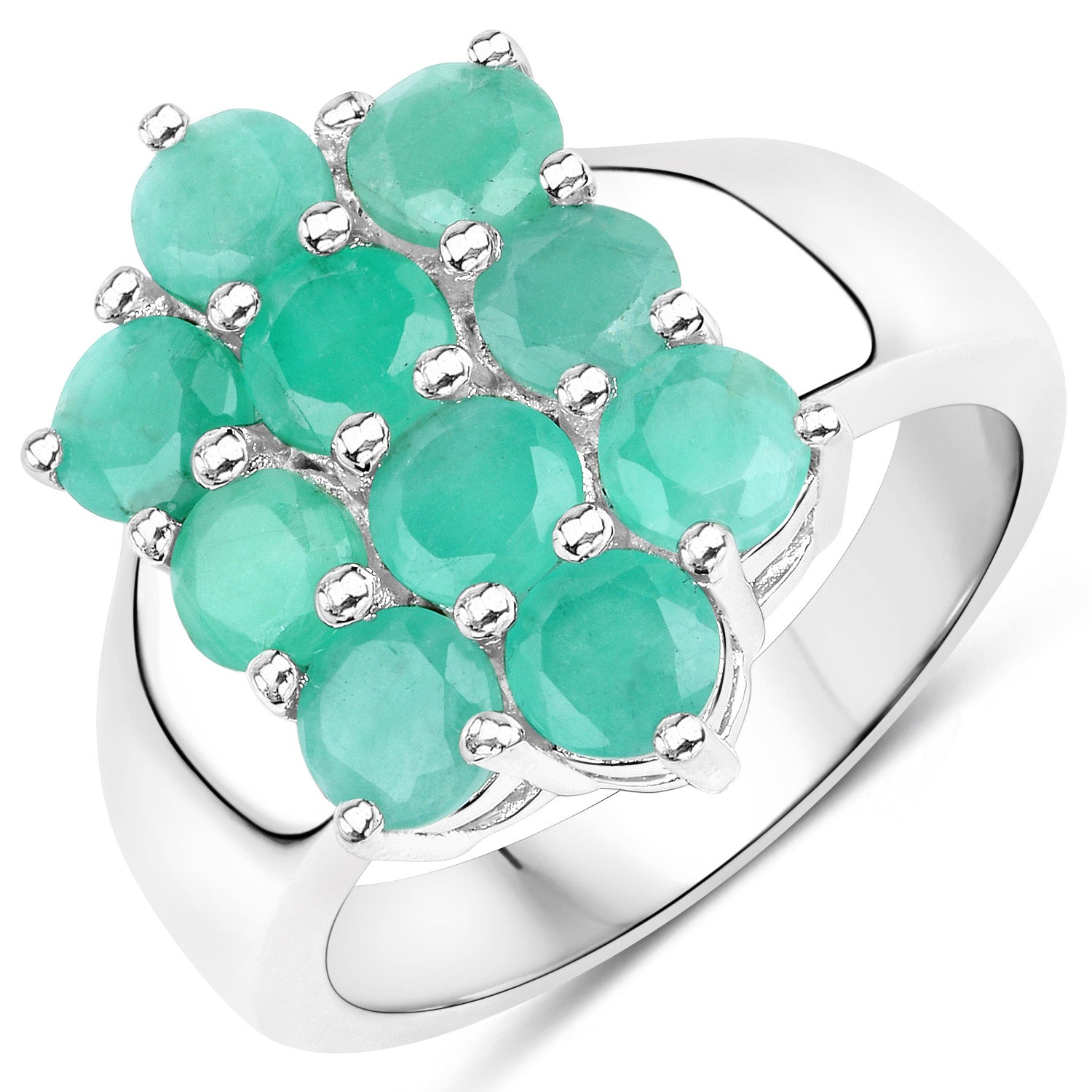 6.60 Carat Genuine Emerald .925 Sterling Silver 3 Piece Jewelry Set Ring, Earrings, and Pendant w/ Chain on sale at MyriadMart