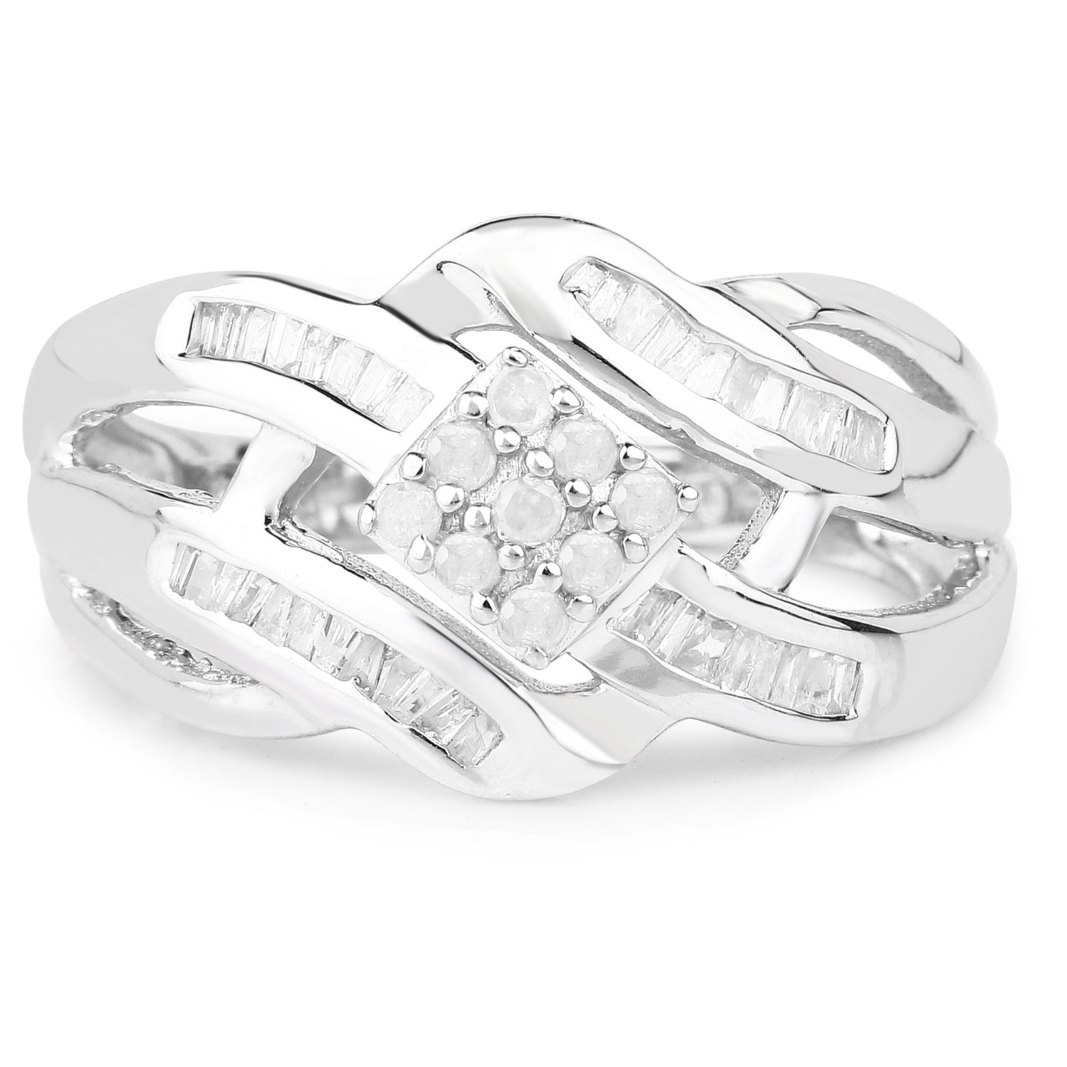 0.62 Carat Genuine White Diamond .925 Sterling Silver Ring on sale at MyriadMart