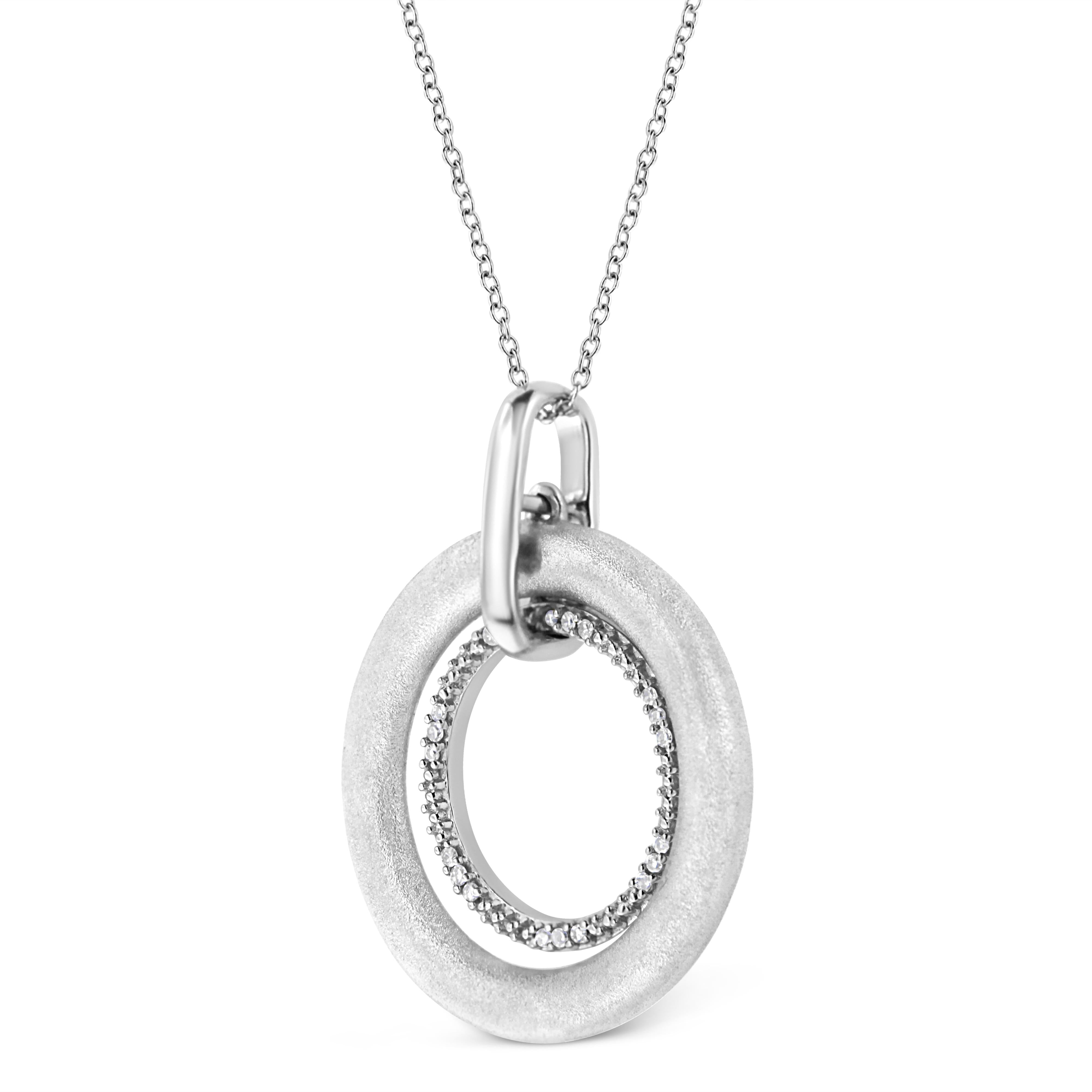 .925 Sterling Silver Prong-Set Diamond Accent Satin Finished Double Circle 18" Pendant Necklace I-J Color, I1-I2 Clarity on sale at MyriadMart