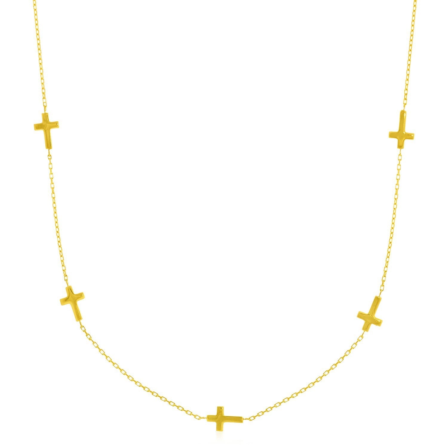 14k Yellow Gold Chain Necklace with Cross Stations on sale at MyriadMart