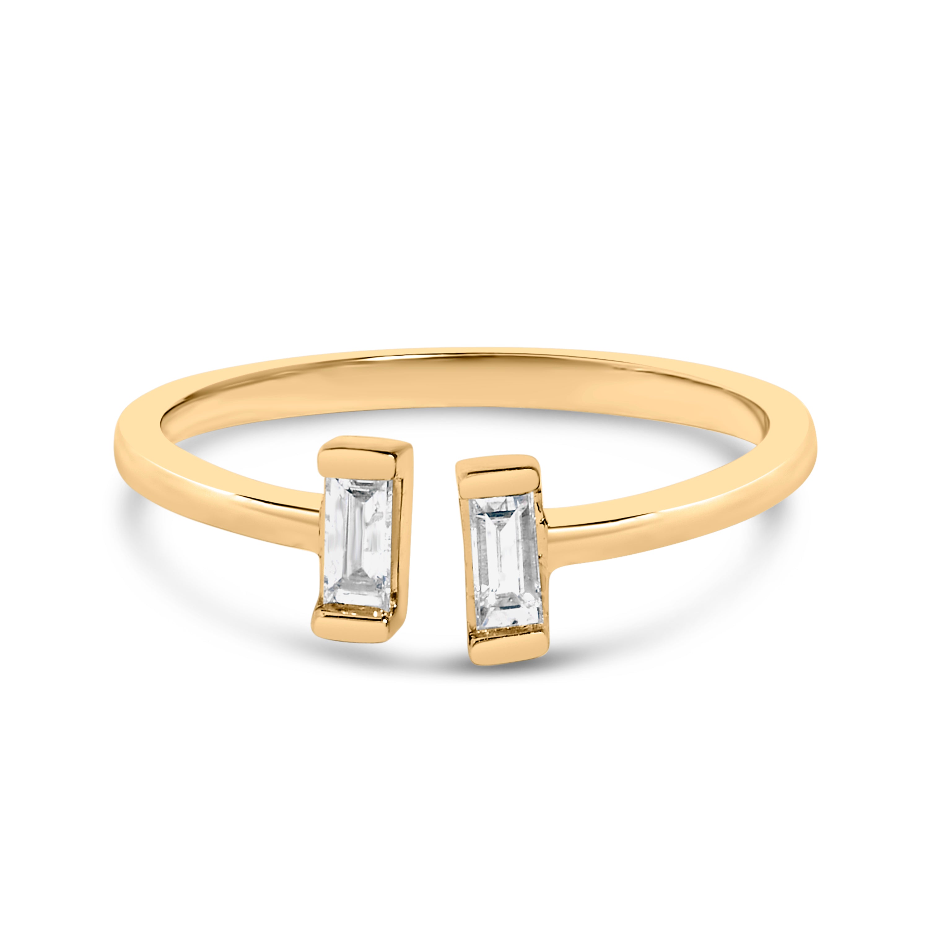 14K Yellow Gold Plated Sterling Silver 1/5 Cttw Baguette Diamond Open Band Ring on sale at MyriadMart