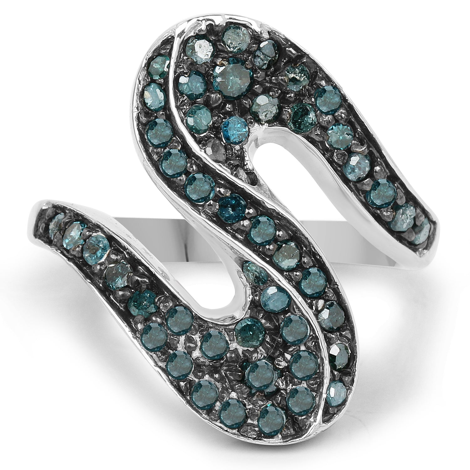 0.76 Carat Genuine Blue Diamond .925 Sterling Silver Ring on sale at MyriadMart