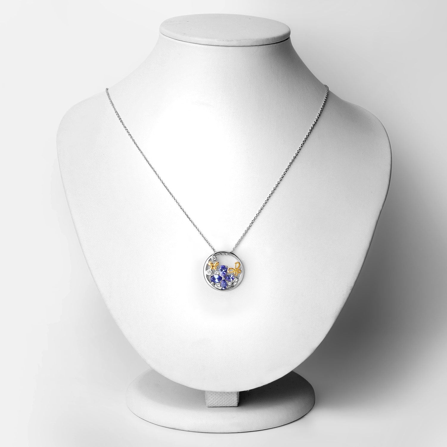 1.33 Carat Genuine Tanzanite and White Topaz .925 Sterling Silver Pendant on sale at MyriadMart