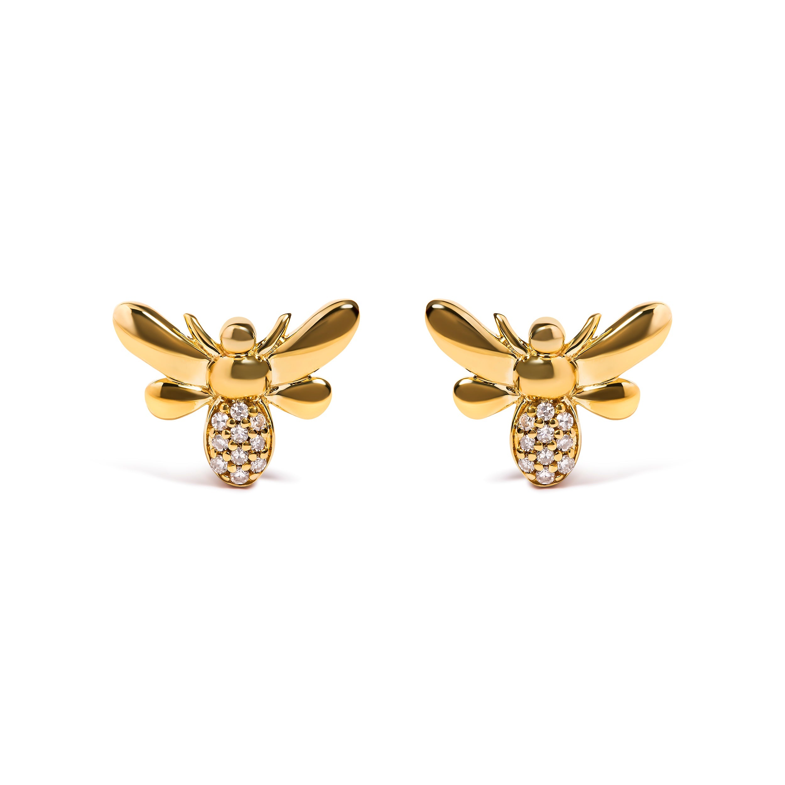 10K Yellow Gold Diamond Accented Bumble Bee Stud Earring H-I Color, I1-I2 Clarity on sale at MyriadMart