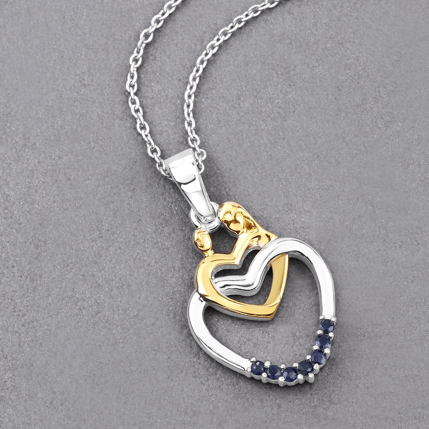 0.14 Carat Genuine Blue Sapphire .925 Sterling Silver Pendant on sale at MyriadMart
