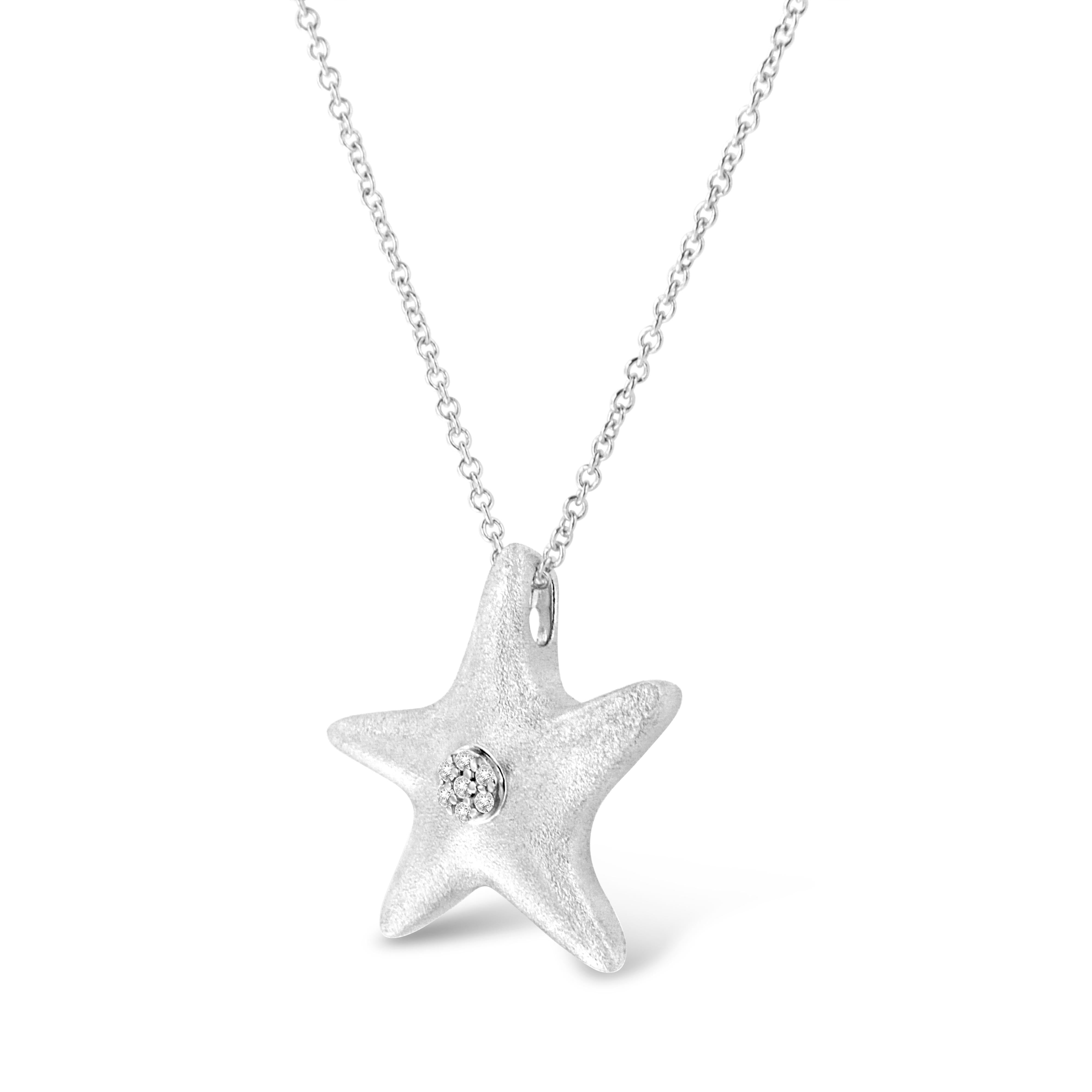 .925 Sterling Silver Prong-Set Diamond Accent Starfish Pendant Necklace I-J Color, I1-I2 Clarity - Size 18" on sale at MyriadMart