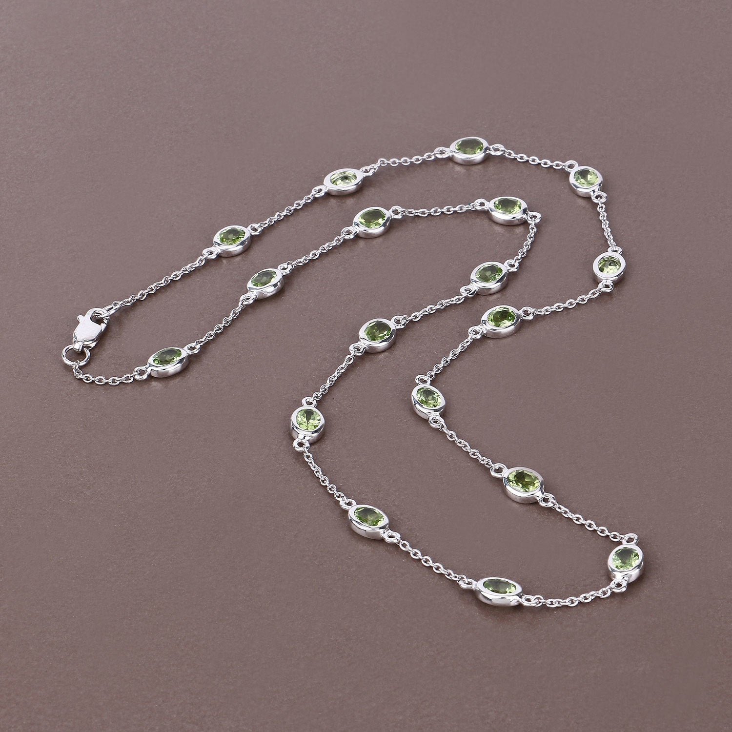 6.30 Carat Genuine Peridot .925 Sterling Silver Necklace on sale at MyriadMart