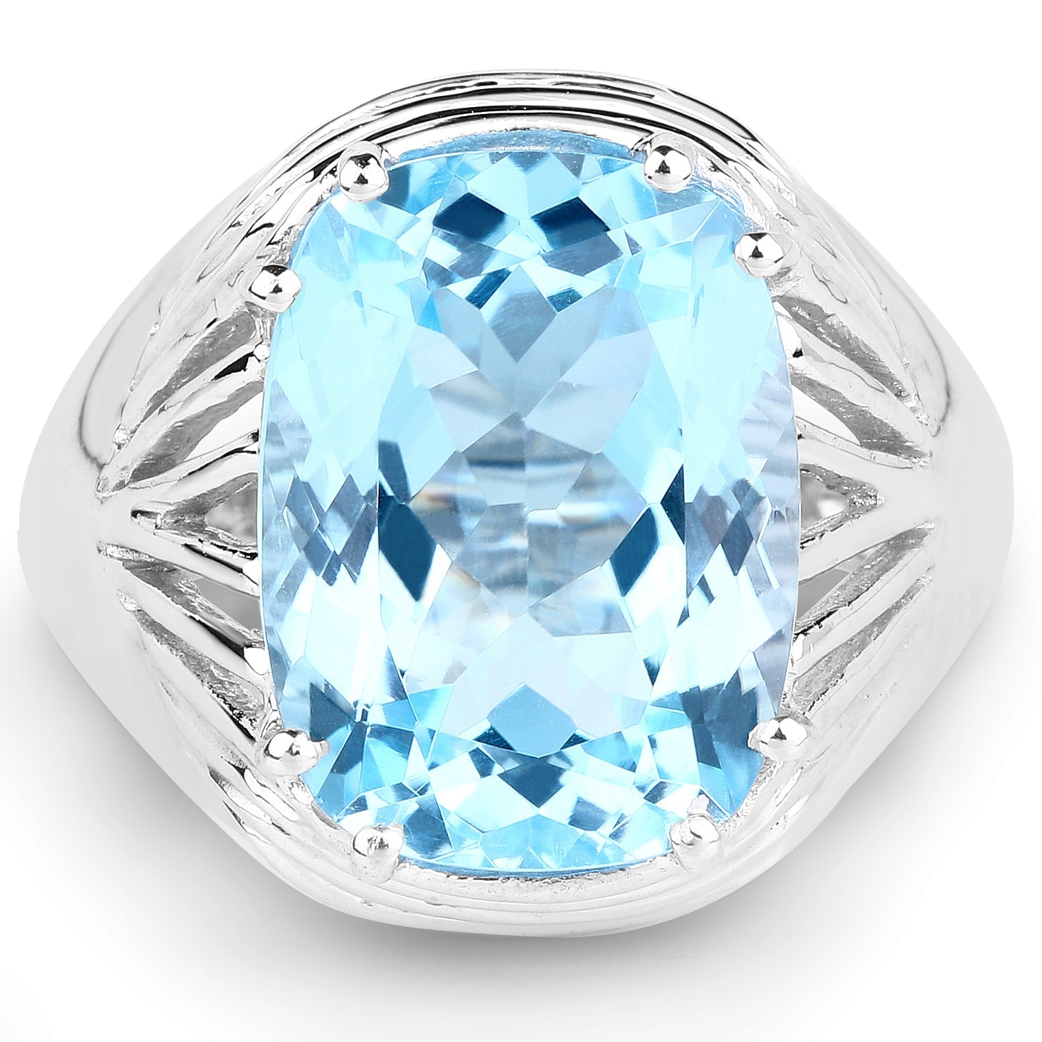 12.10 Carat Genuine Blue Topaz .925 Sterling Silver Ring on sale at MyriadMart