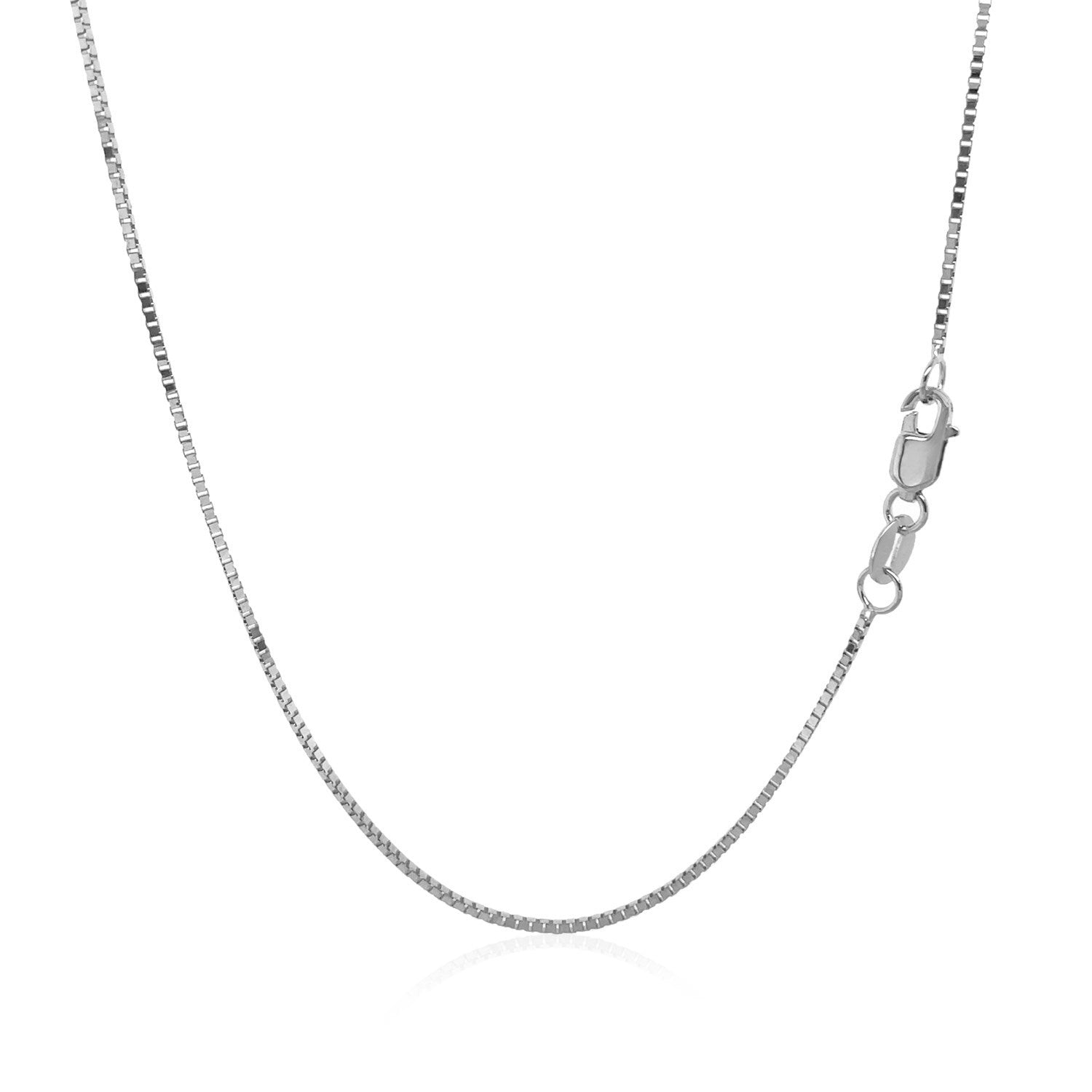 14k White Gold Classic Box Chain 0.8mm on sale at MyriadMart