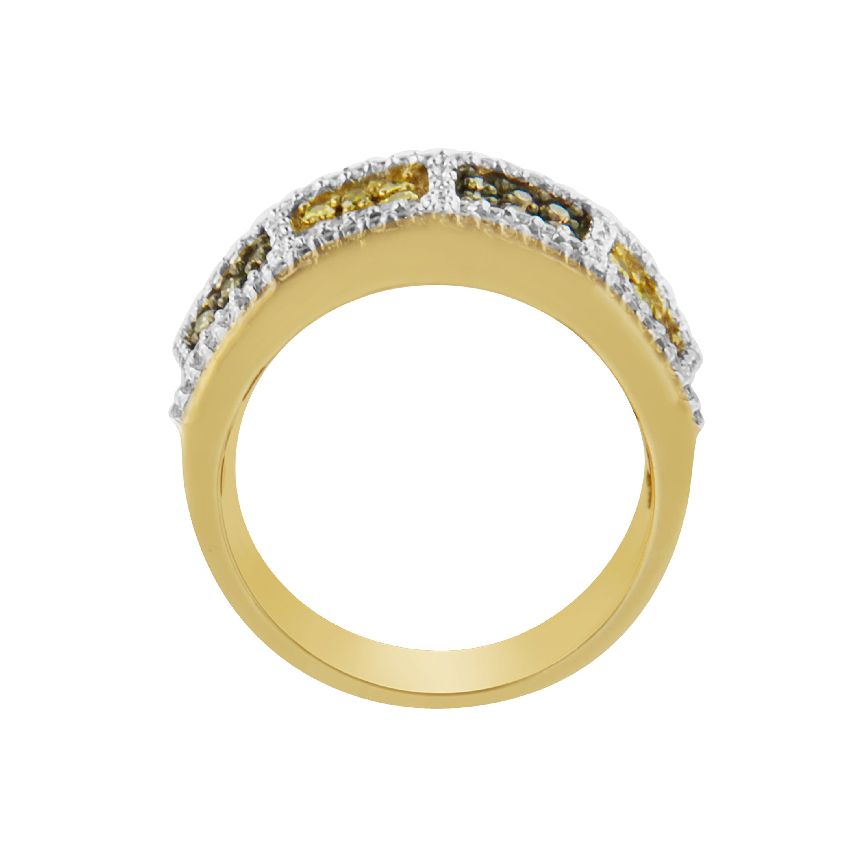 14KT Yellow Gold Champagne, Yellow and Round Diamond Band Ring 1 1/2 cttw, H-I Color, I1-I2 Clarity on sale at MyriadMart