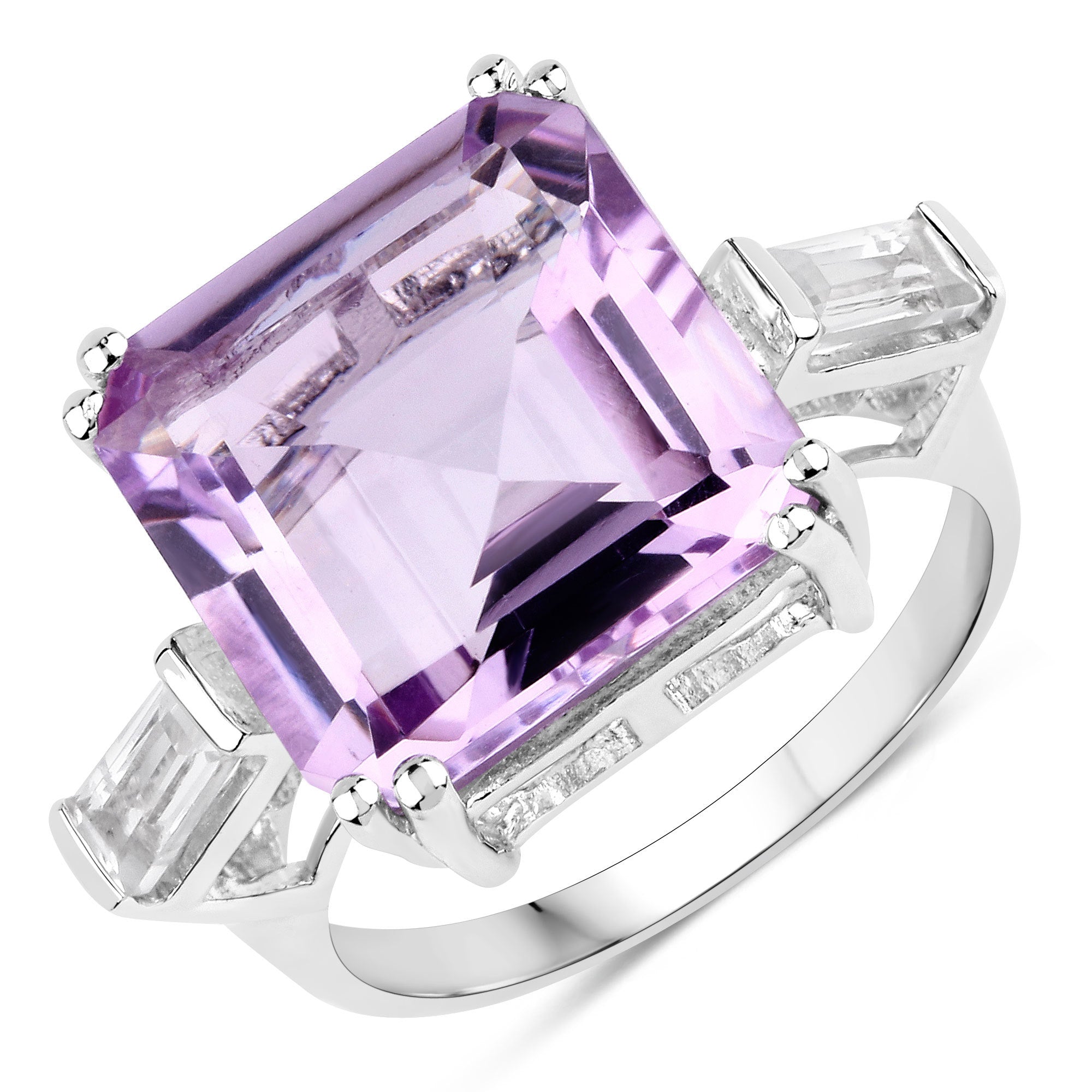 8.30 Carat Genuine Pink Amethyst and White Topaz .925 Sterling Silver Ring on sale at MyriadMart