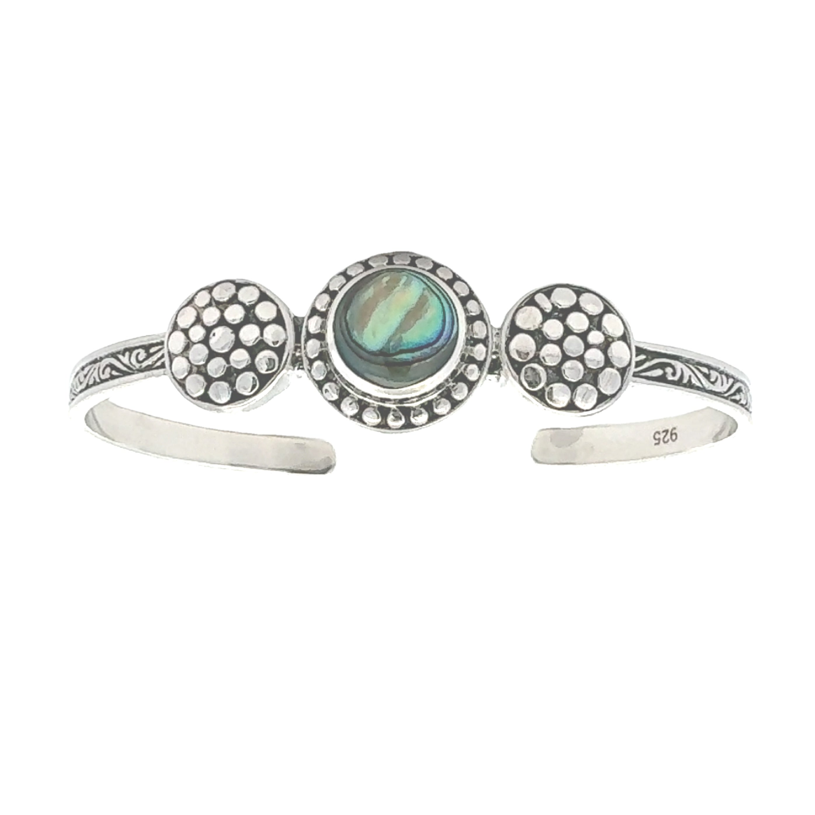 Genuine Abalone Bangle Bracelet Sterling Silver on sale at MyriadMart