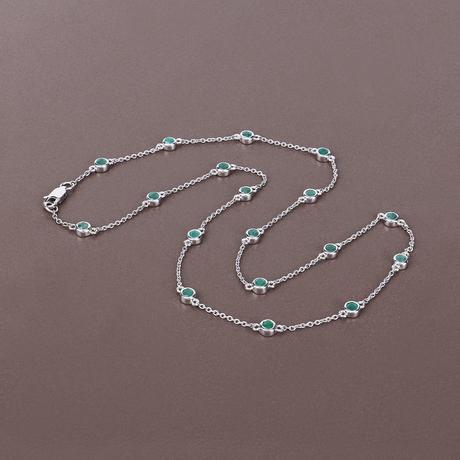 1.80 Carat Genuine Emerald .925 Sterling Silver Necklace on sale at MyriadMart