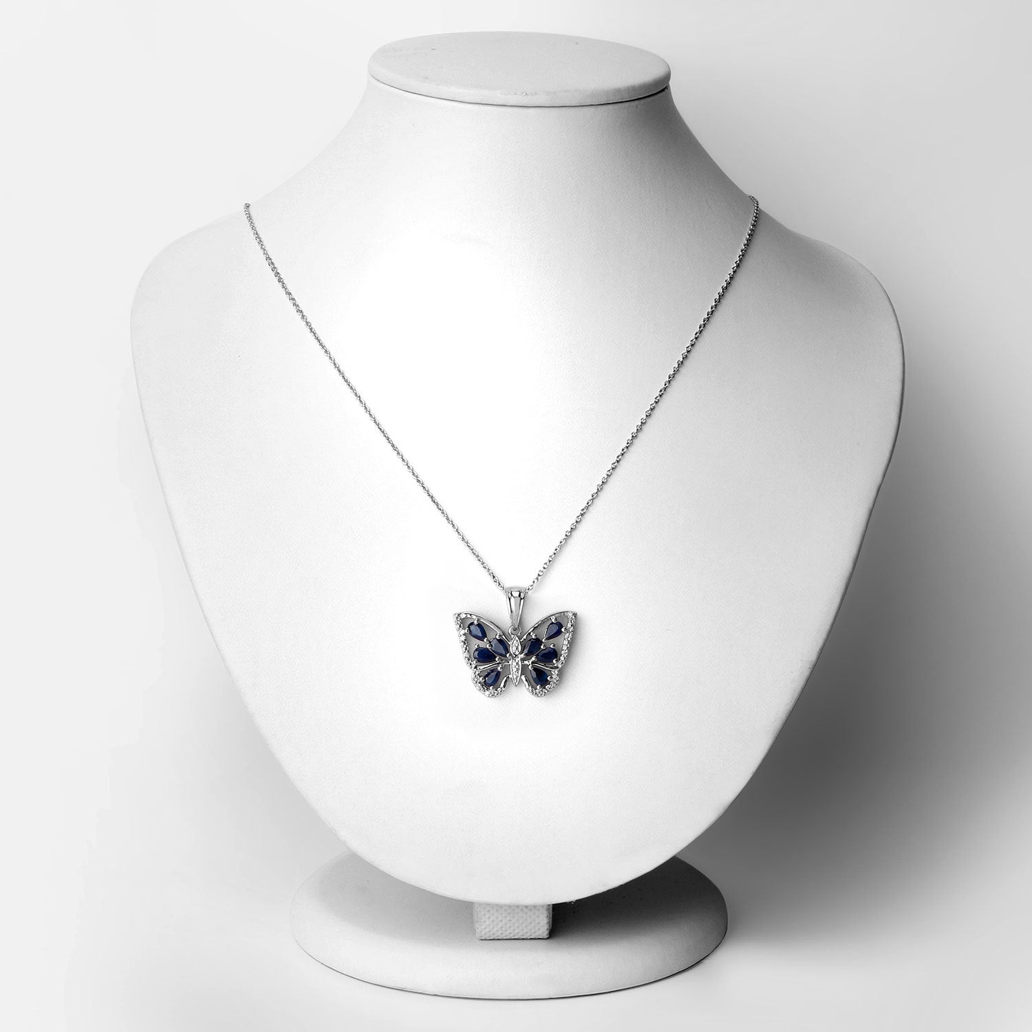 1.67 Carat Genuine Blue Sapphire and White Zircon .925 Sterling Silver Pendant on sale at MyriadMart
