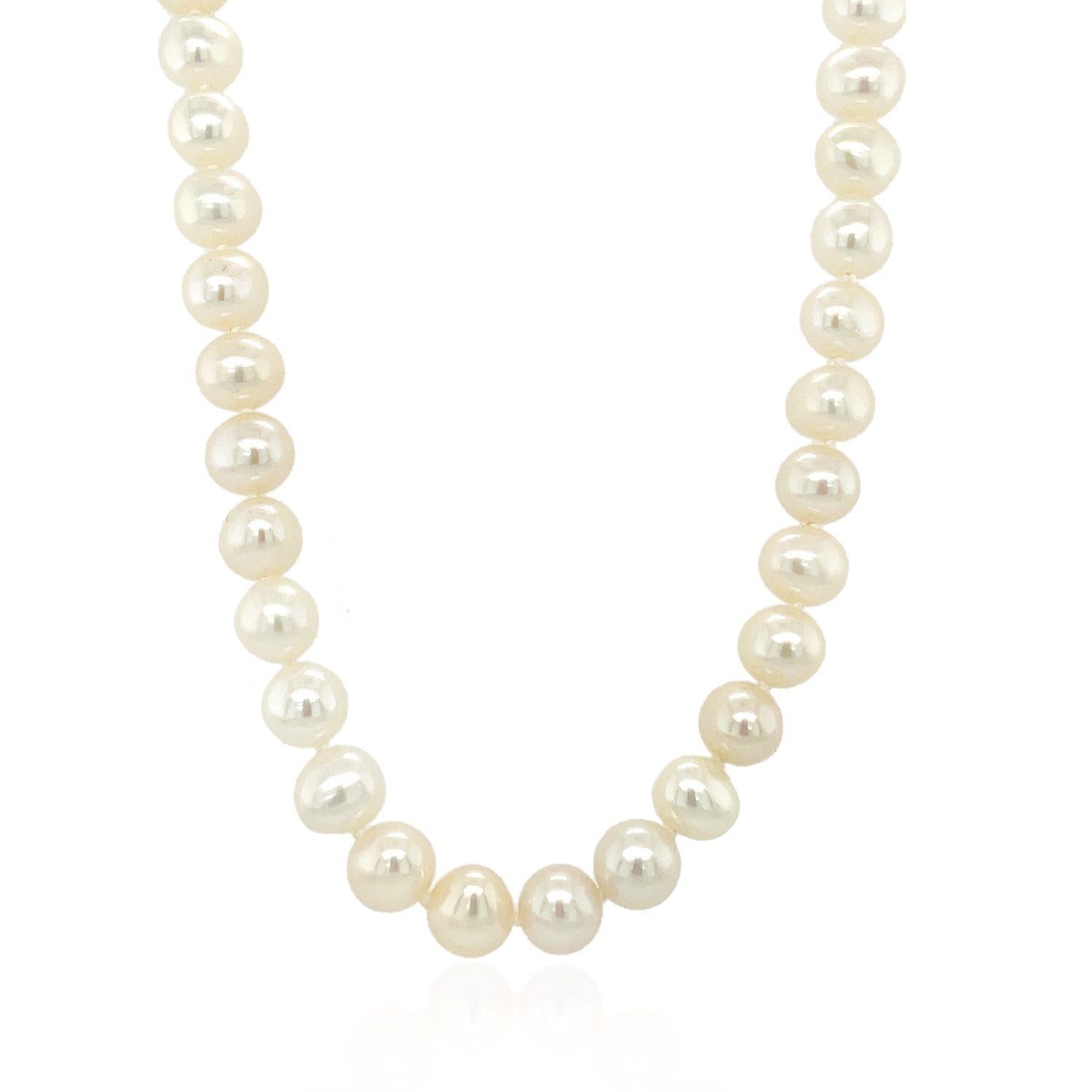 14k Yellow Gold Necklace with White Freshwater Cultured Pearls 6.0mm to 6.5mm on sale at MyriadMart