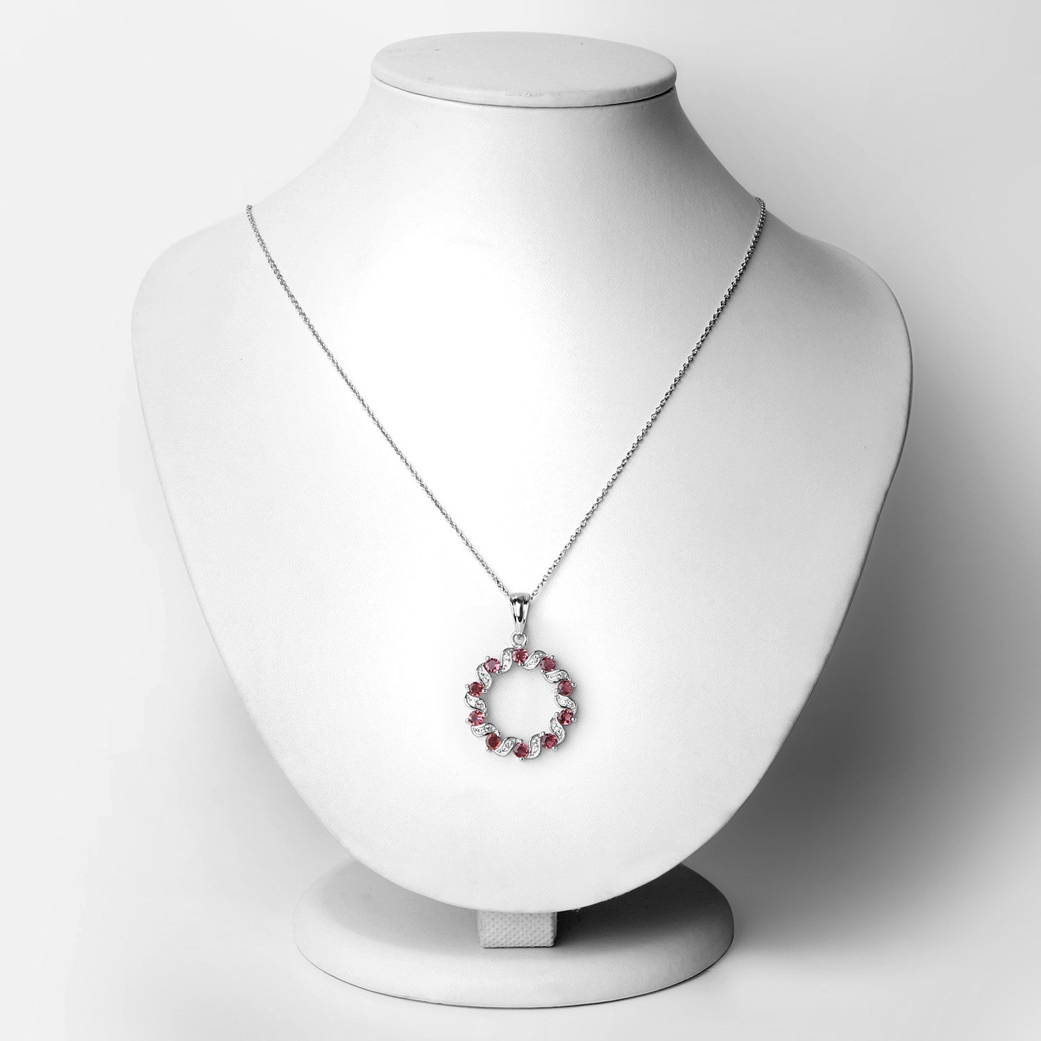 1.30 Carat Genuine Pink Tourmaline and White Topaz .925 Sterling Silver Pendant on sale at MyriadMart