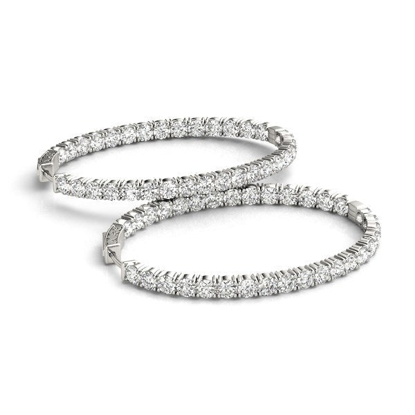 Oval Shape Two Sided Diamond Hoop Earrings in 14k White Gold 2 cttw on sale at MyriadMart