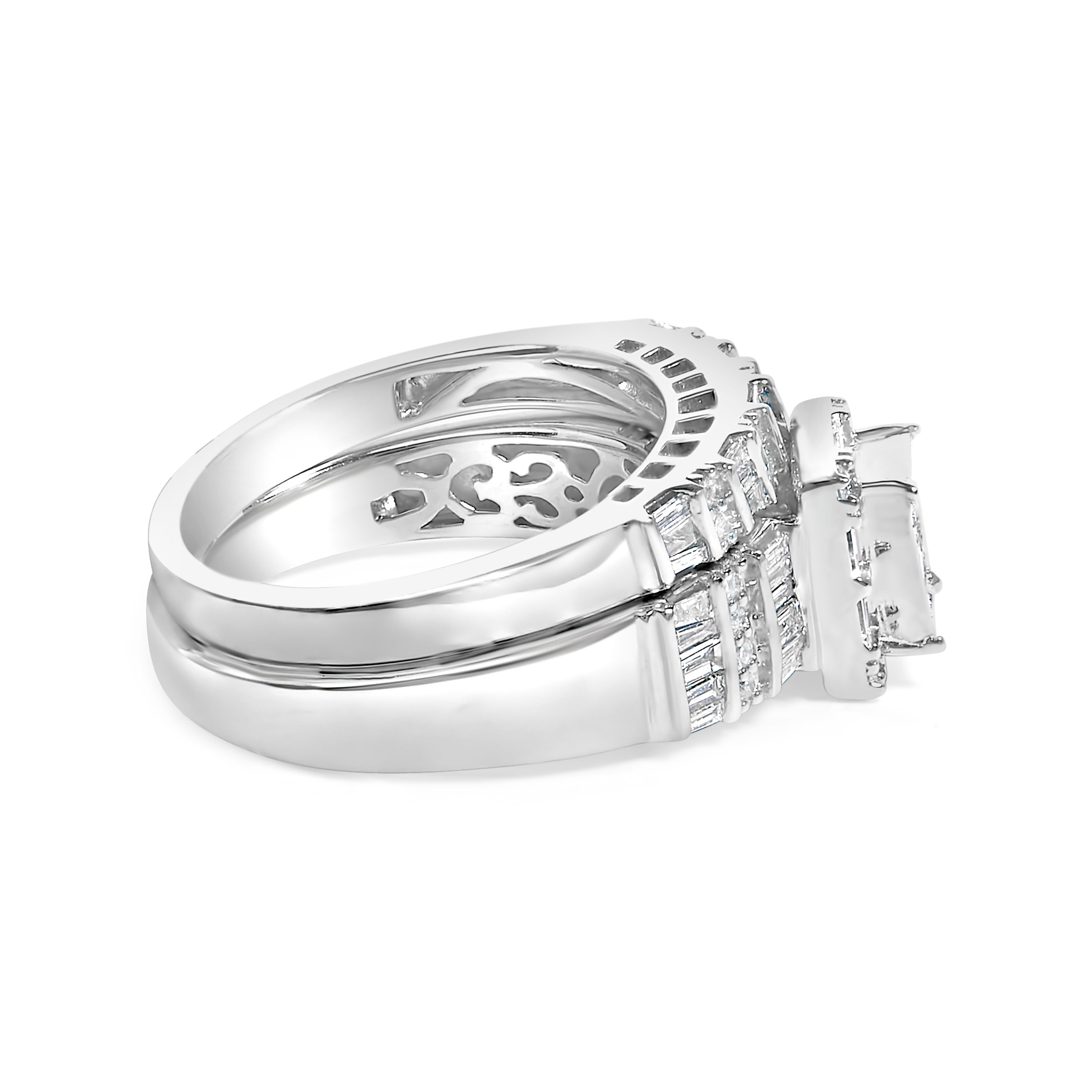 Sterling Silver 1.0 Cttw Diamond Composite Head Bridal Engagement Ring Set on sale at MyriadMart