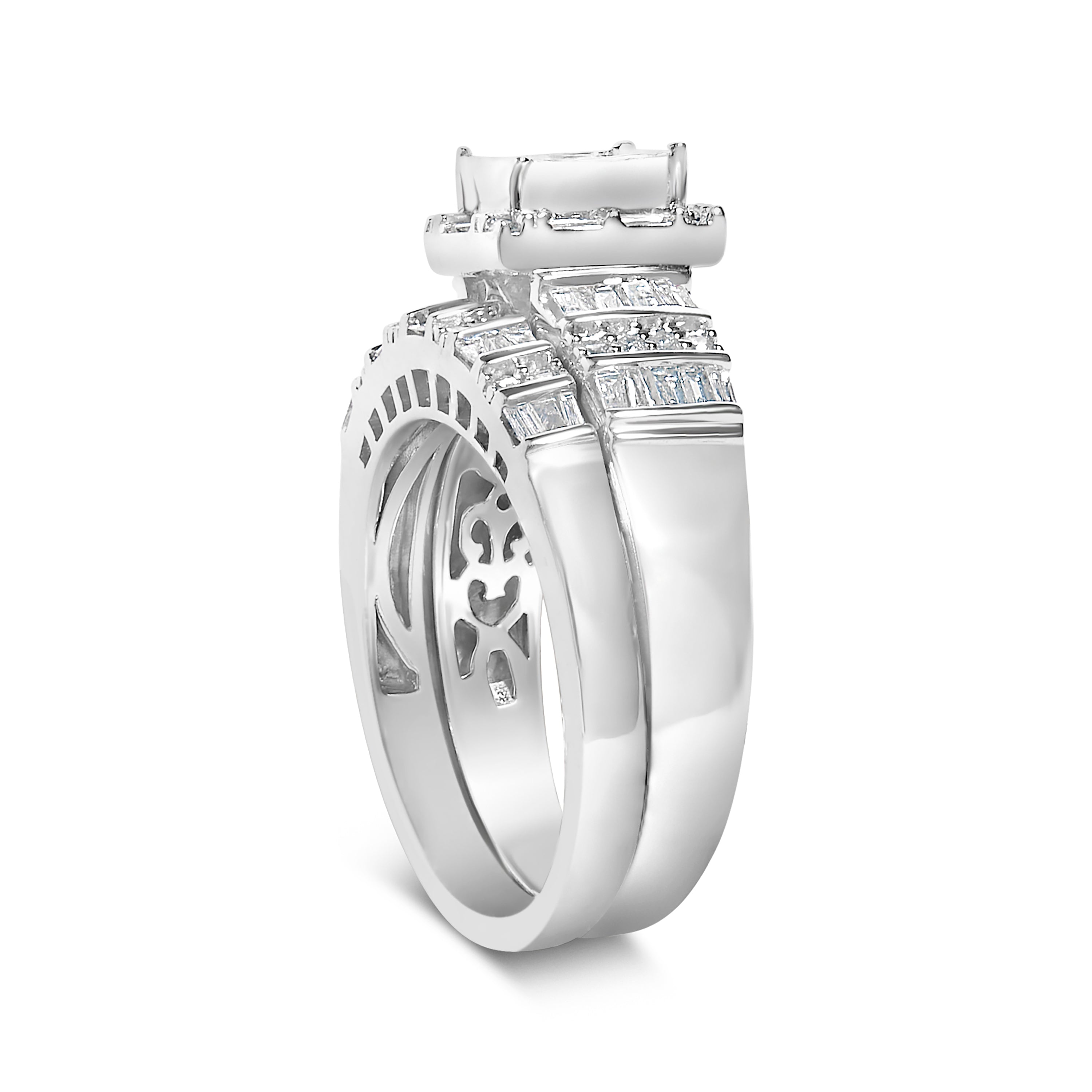 Sterling Silver 1.0 Cttw Diamond Composite Head Bridal Engagement Ring Set on sale at MyriadMart