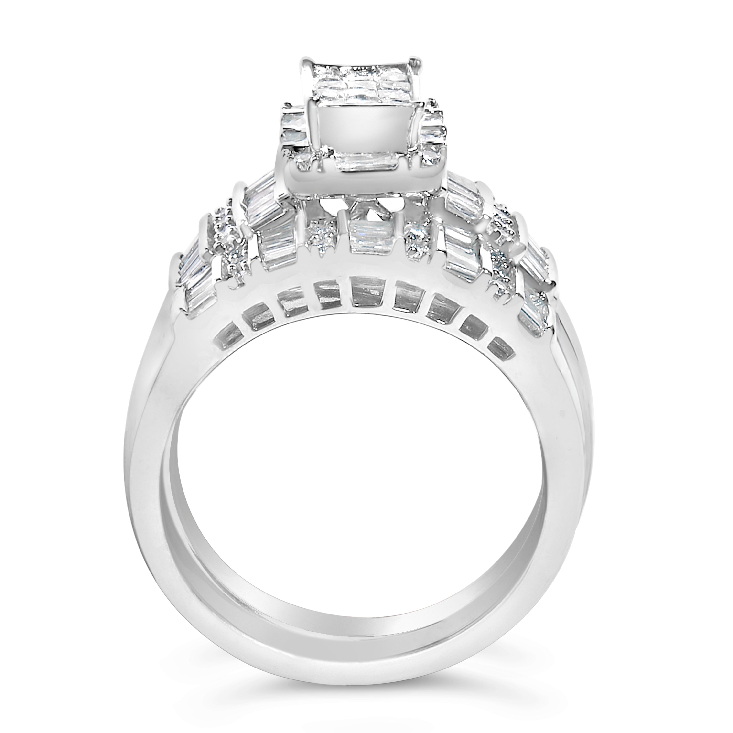 Sterling Silver 1.0 Cttw Diamond Composite Head Bridal Engagement Ring Set on sale at MyriadMart