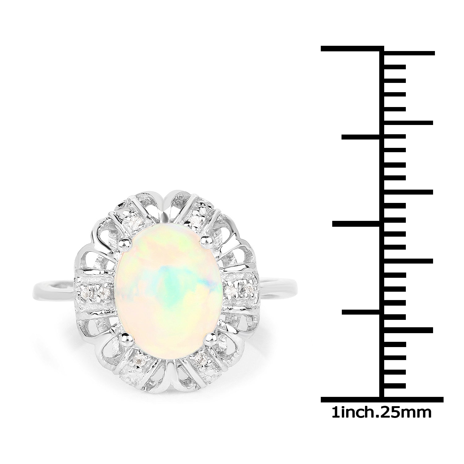 1.73 Carat Genuine Ethiopian Opal & White Topaz .925 Sterling Silver Ring on sale at MyriadMart