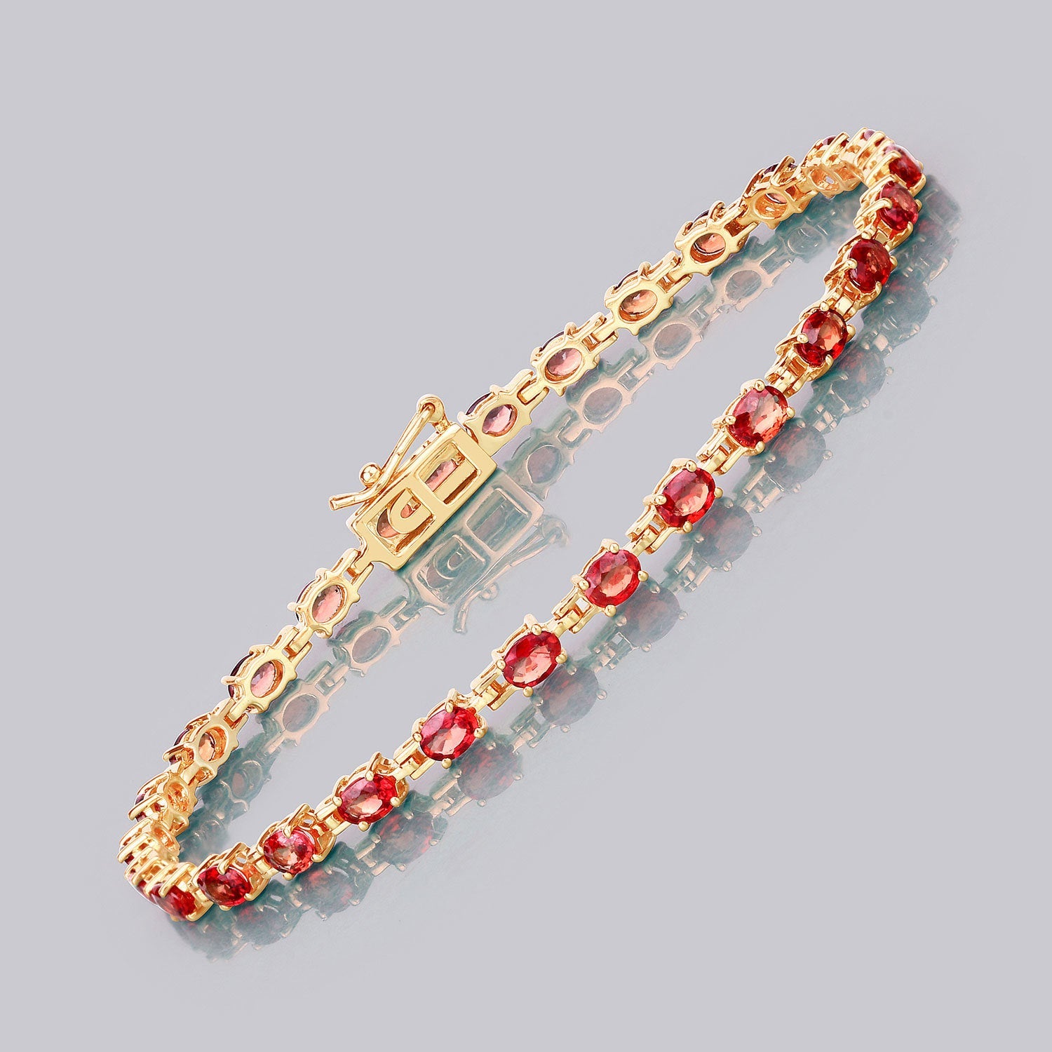 7.00 Carat Genuine Orange Sapphire 14K Yellow Gold Bracelet on sale at MyriadMart