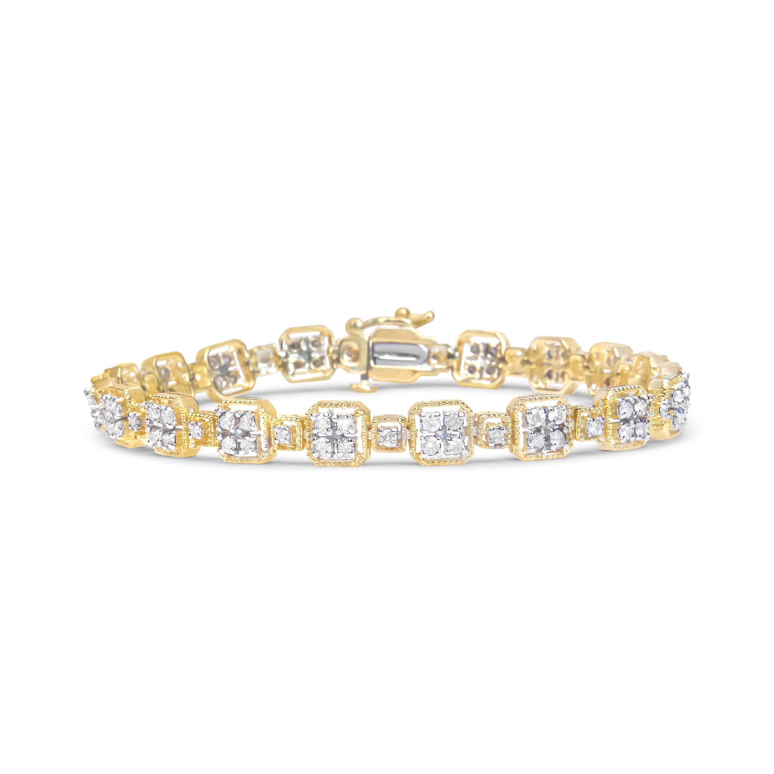 10K White Gold 2.0 Cttw Diamond Square Link Bracelet J-K Color, I2-I3 Clarity - Size 7.25" on sale at MyriadMart