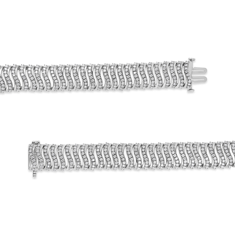 .925 Sterling Silver 5.00 Cttw Round-Cut Diamond "S" Link Bracelet I-J Color, I3 Clarity - Size 7.25 on sale at MyriadMart