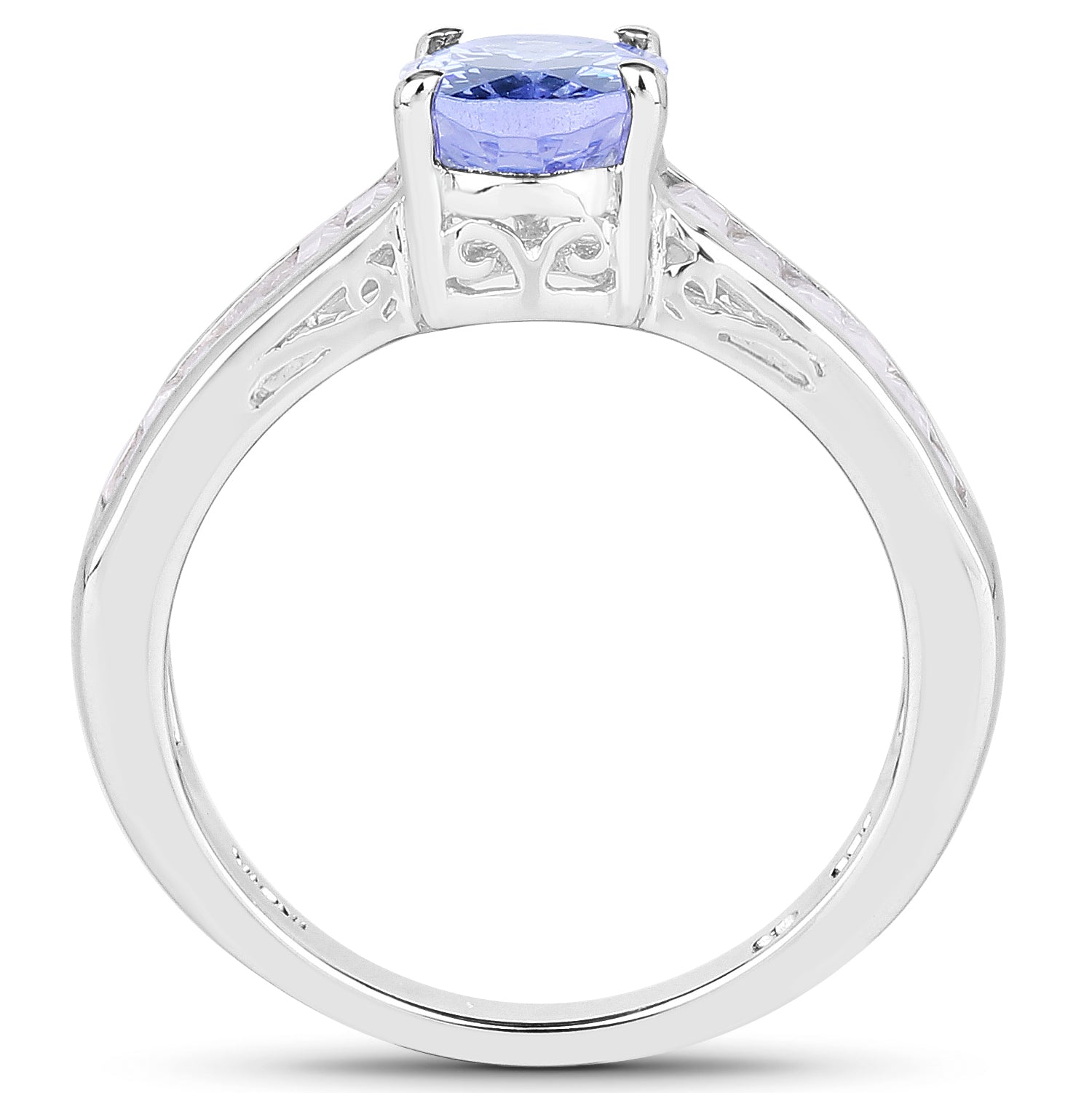 2.13 Carat Genuine Tanzanite & White Topaz .925 Sterling Silver Ring on sale at MyriadMart