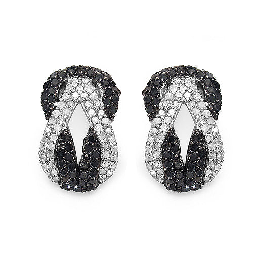 1.05 Carat Genuine Black Diamond & White Diamond .925 Sterling Silver Earrings on sale at MyriadMart
