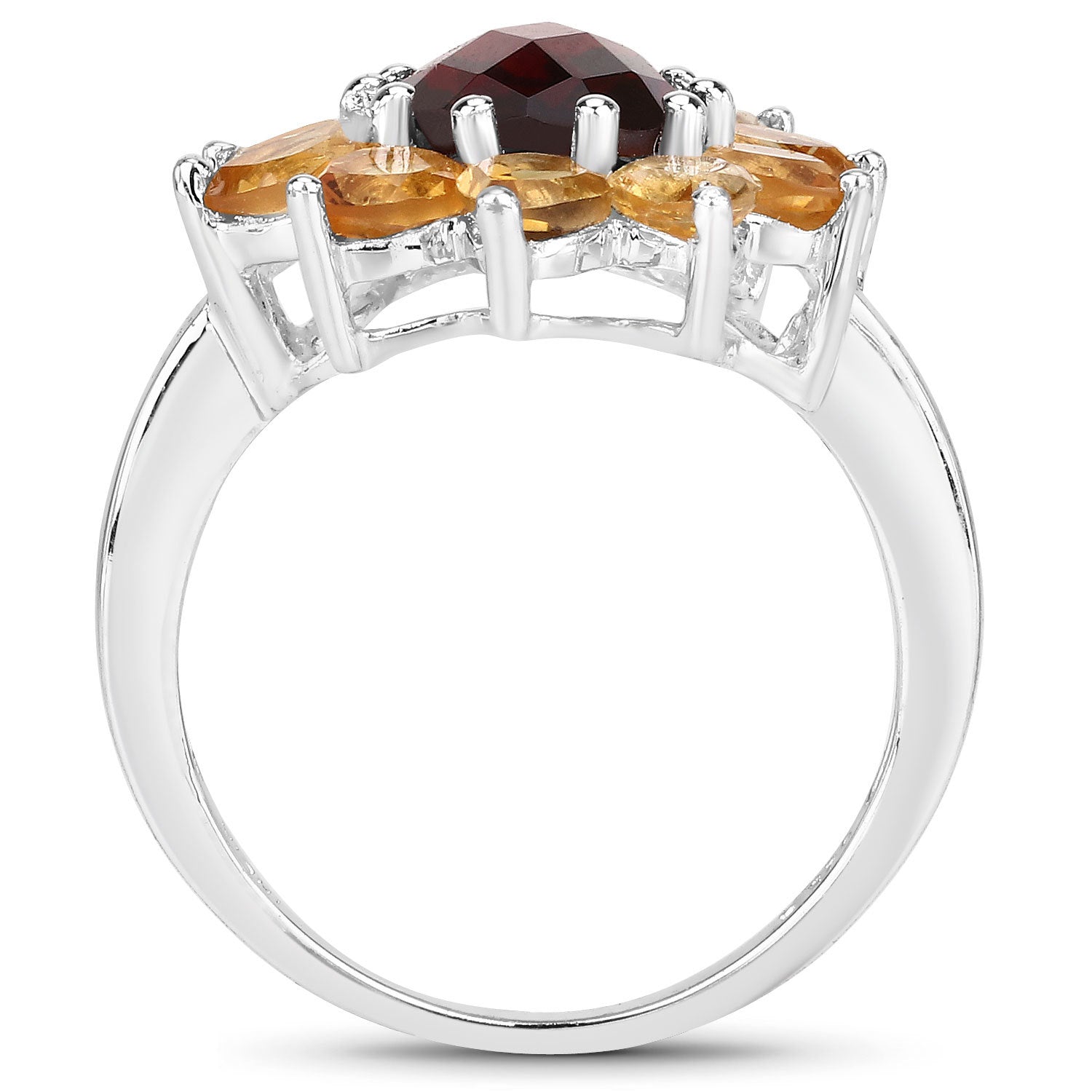 5.50 Carat Genuine Garnet and Citrine .925 Sterling Silver Ring on sale at MyriadMart