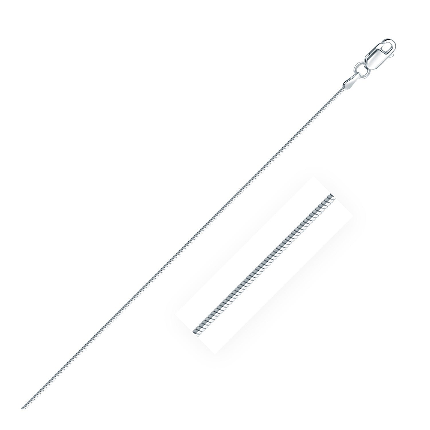 Rhodium Plated 1.2mm Sterling Silver Snake Style Chain on sale at MyriadMart