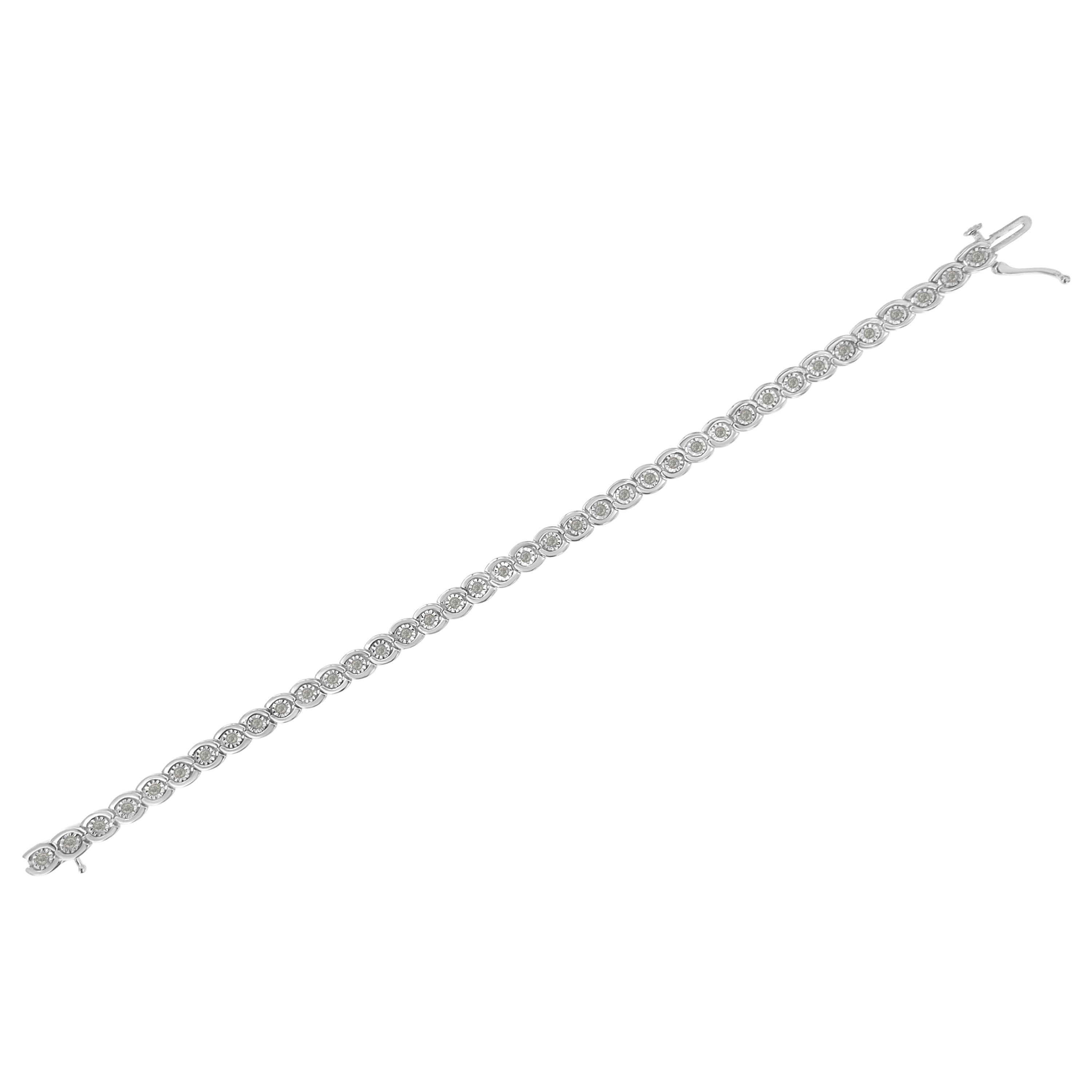 .925 Sterling Silver 1.0 cttw Miracle Set Diamond Spiraling Bezel Link Bracelet I-J Color, I3 Clarity -7.25" on sale at MyriadMart