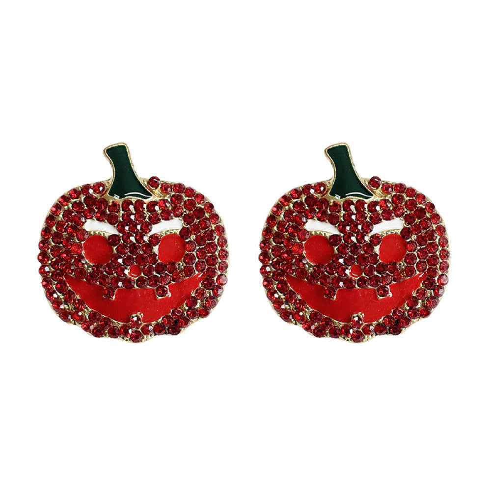Demon Pumpkin Rhinestone Alloy Earrings - MyriadMart