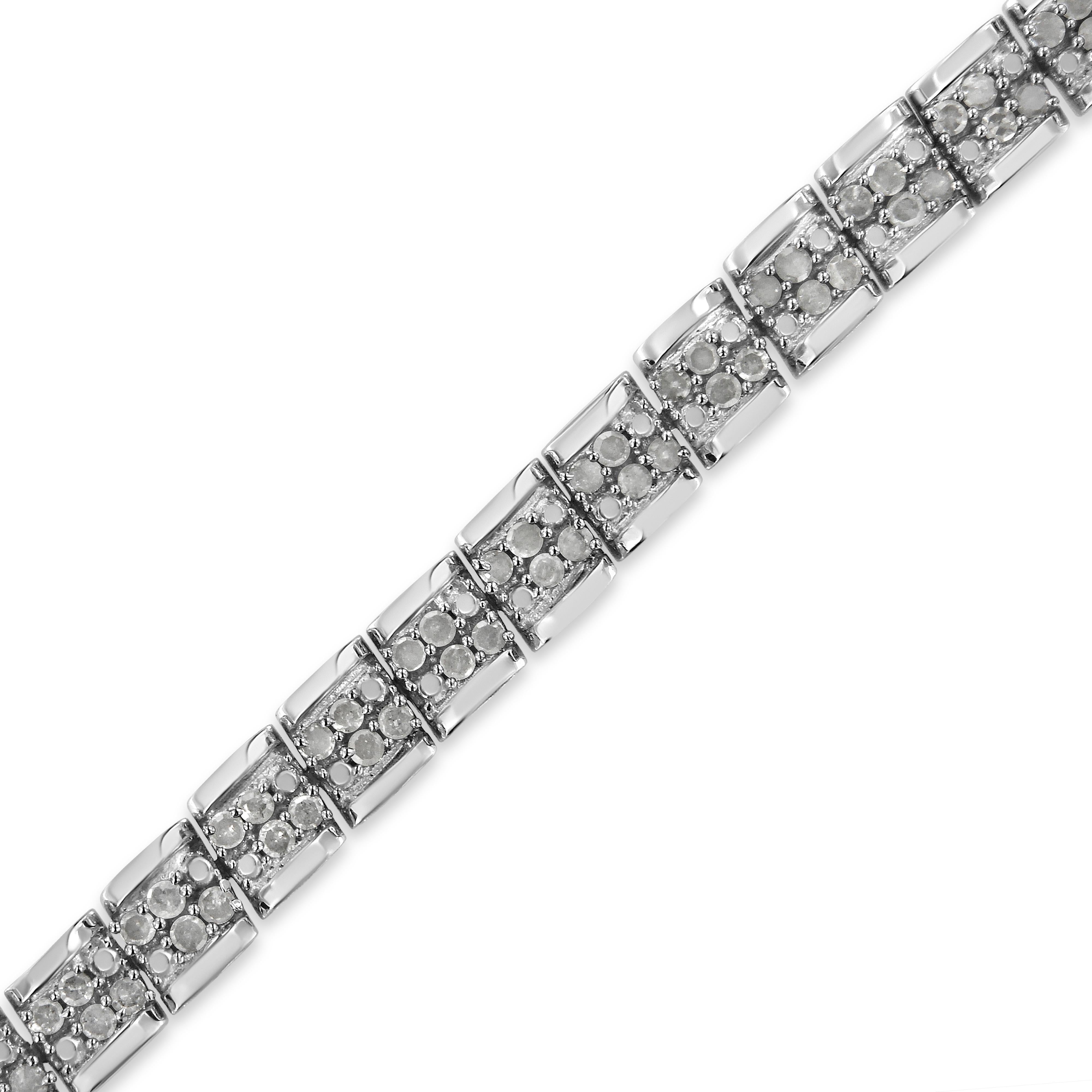 .925 Sterling Silver 2.0 Cttw Diamond 7" Round Miracle Plate Link Bracelet I-J Color, I2-I3 Clarity on sale at MyriadMart