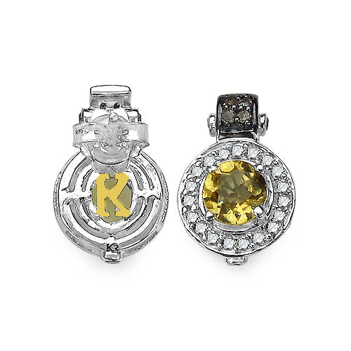 1.00 Carat Genuine Citrine and 0.31 ct.t.w Genuine Diamond Accents Sterling Silver Earrings on sale at MyriadMart