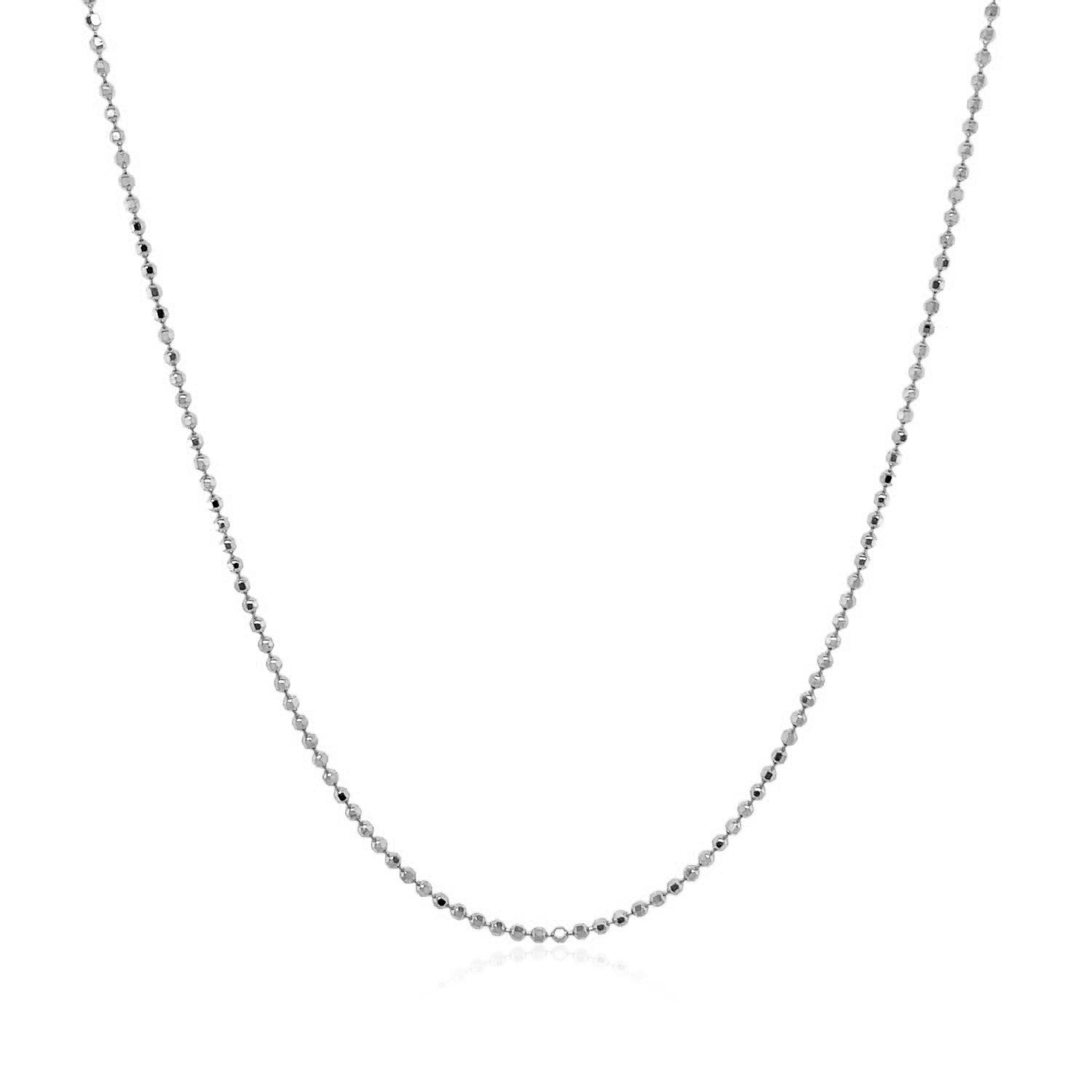 14k White Gold Diamond Cut Bead Chain 1.0mm on sale at MyriadMart
