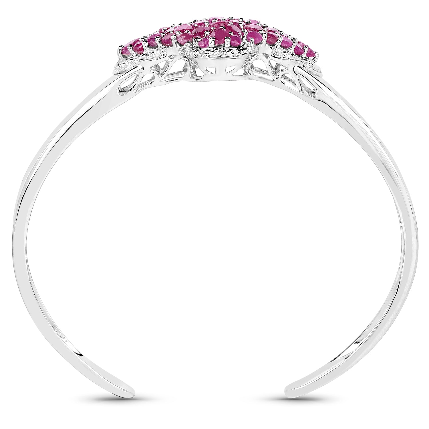 7.38 Carat Glass Filled Ruby, Ruby and White Topaz .925 Sterling Silver Bangle on sale at MyriadMart