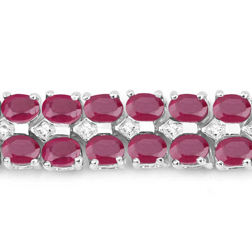 20.03 Carat Glass Filled Ruby and White Topaz .925 Sterling Silver Bracelet on sale at MyriadMart