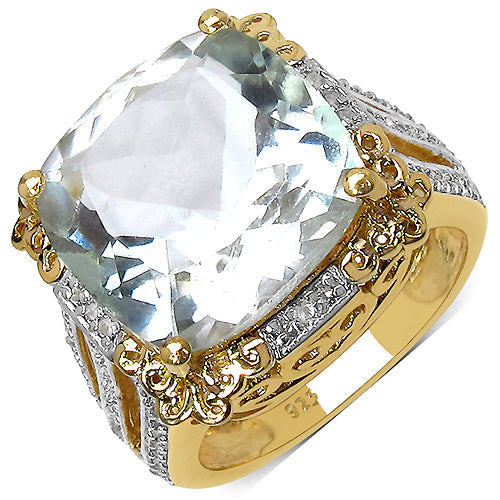 14K Yellow Gold Plated 8.24 Carat Genuine Amethyst & White Topaz .925 Sterling Silver Ring on sale at MyriadMart